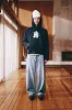 monogram cut off hoodie navy sold by about:blank