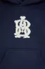 monogram cut off hoodie navy sold by about:blank