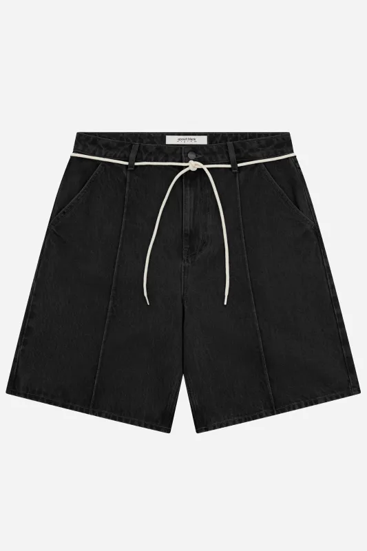 wide denim short vintage black sold by about:blank