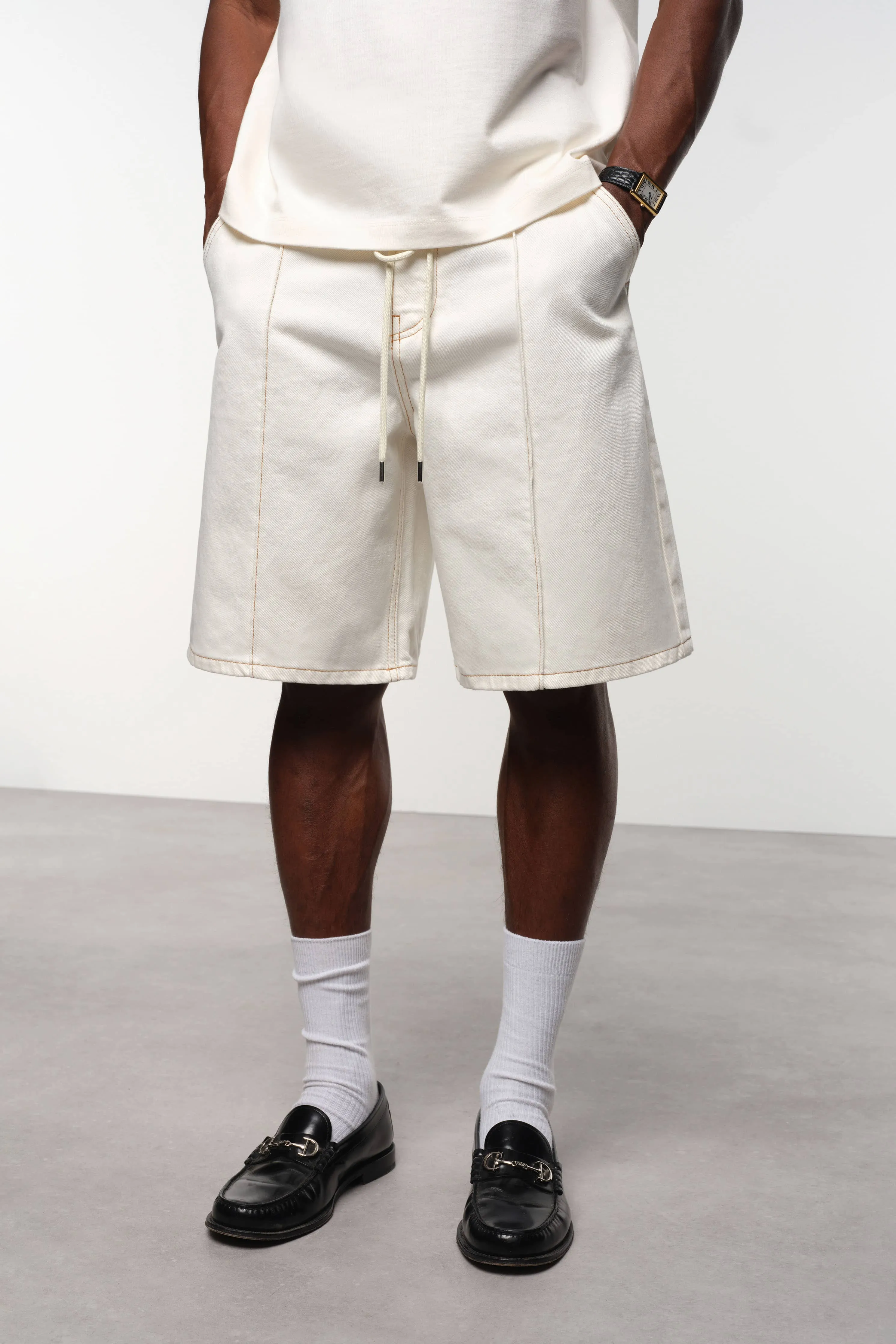 wide denim short ecru sold by about:blank product image thumbnail 3