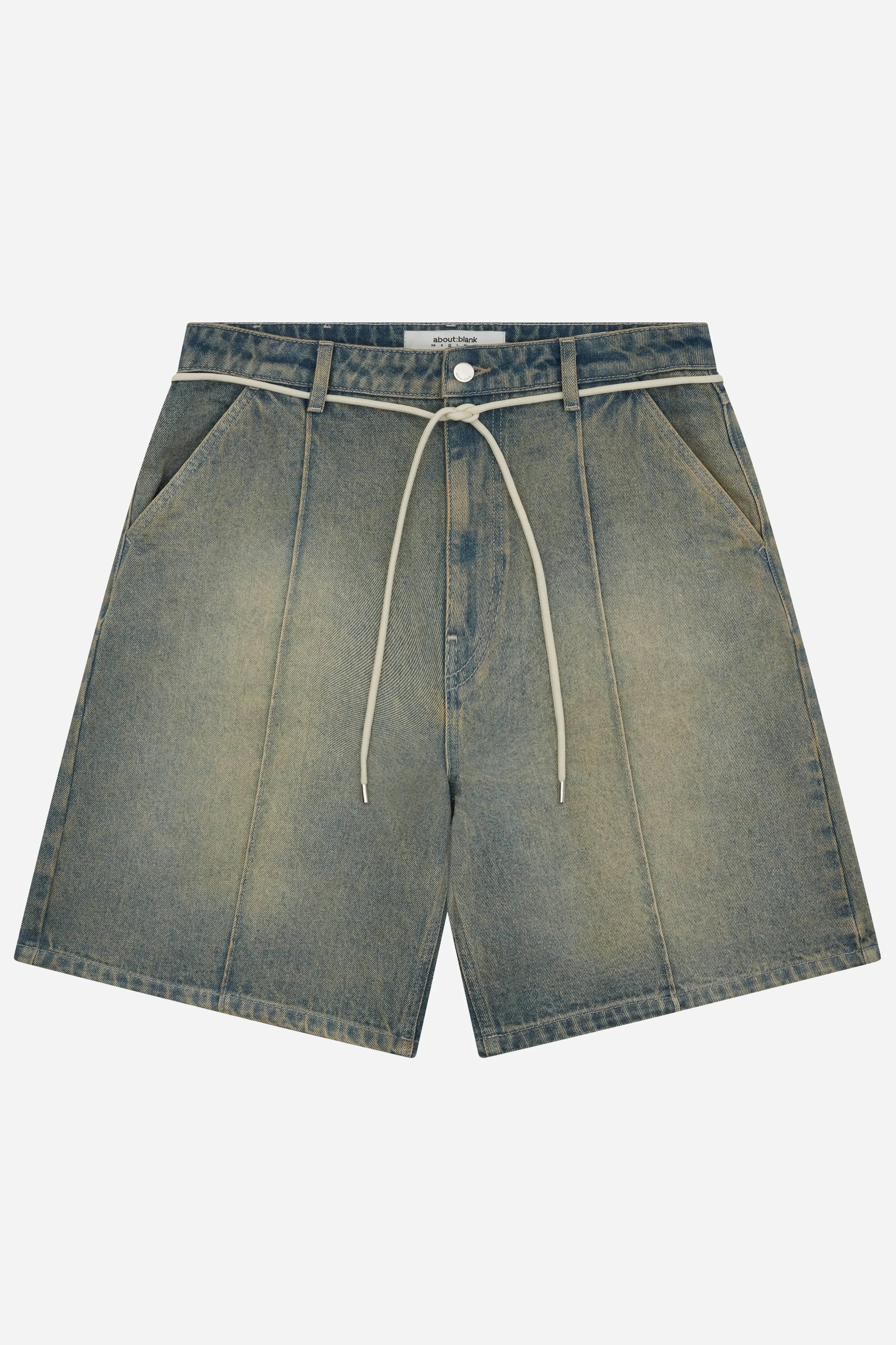 wide denim short dirty wash sold by about:blank