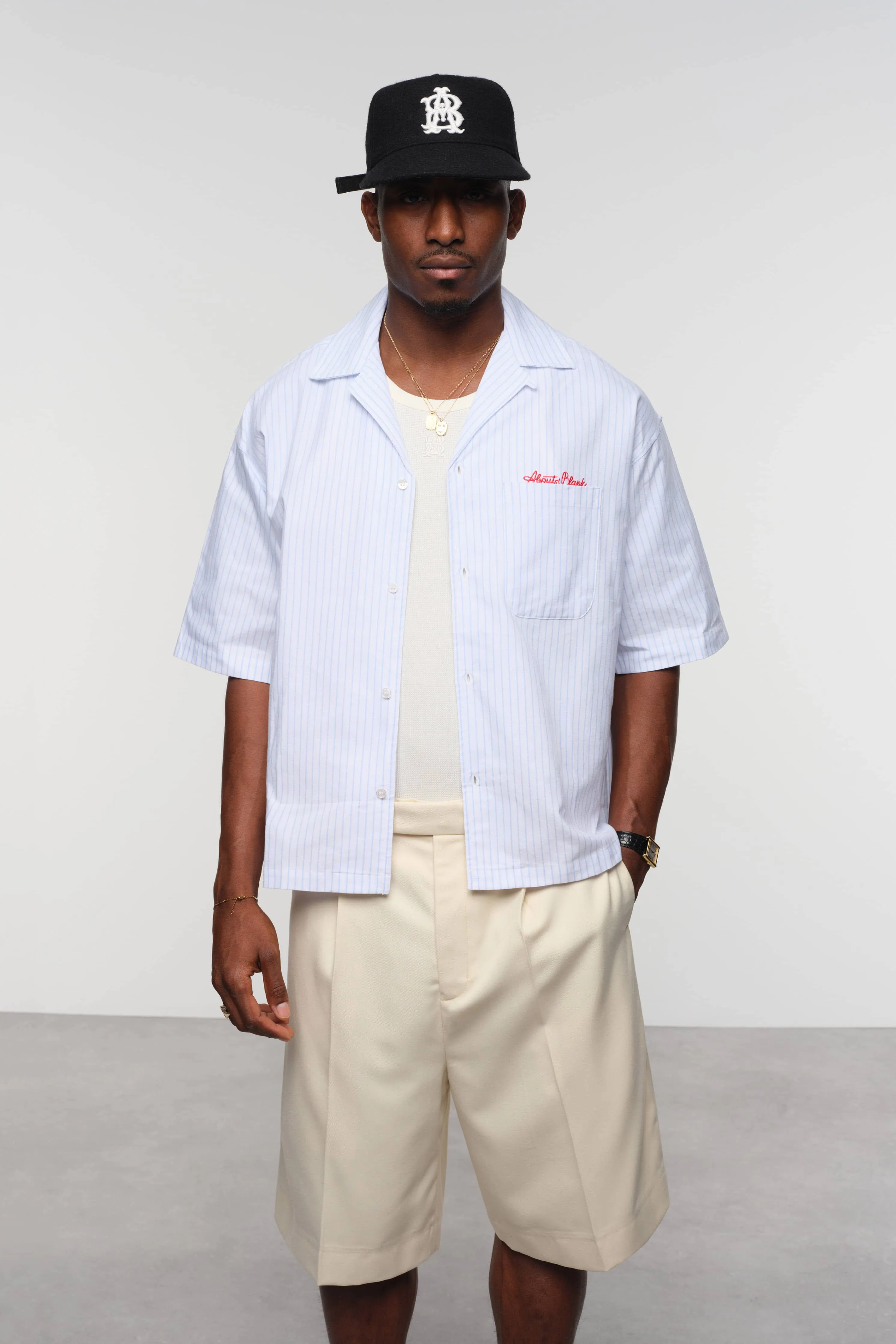 script short sleeve shirt white/blue sold by about:blank product image thumbnail 4