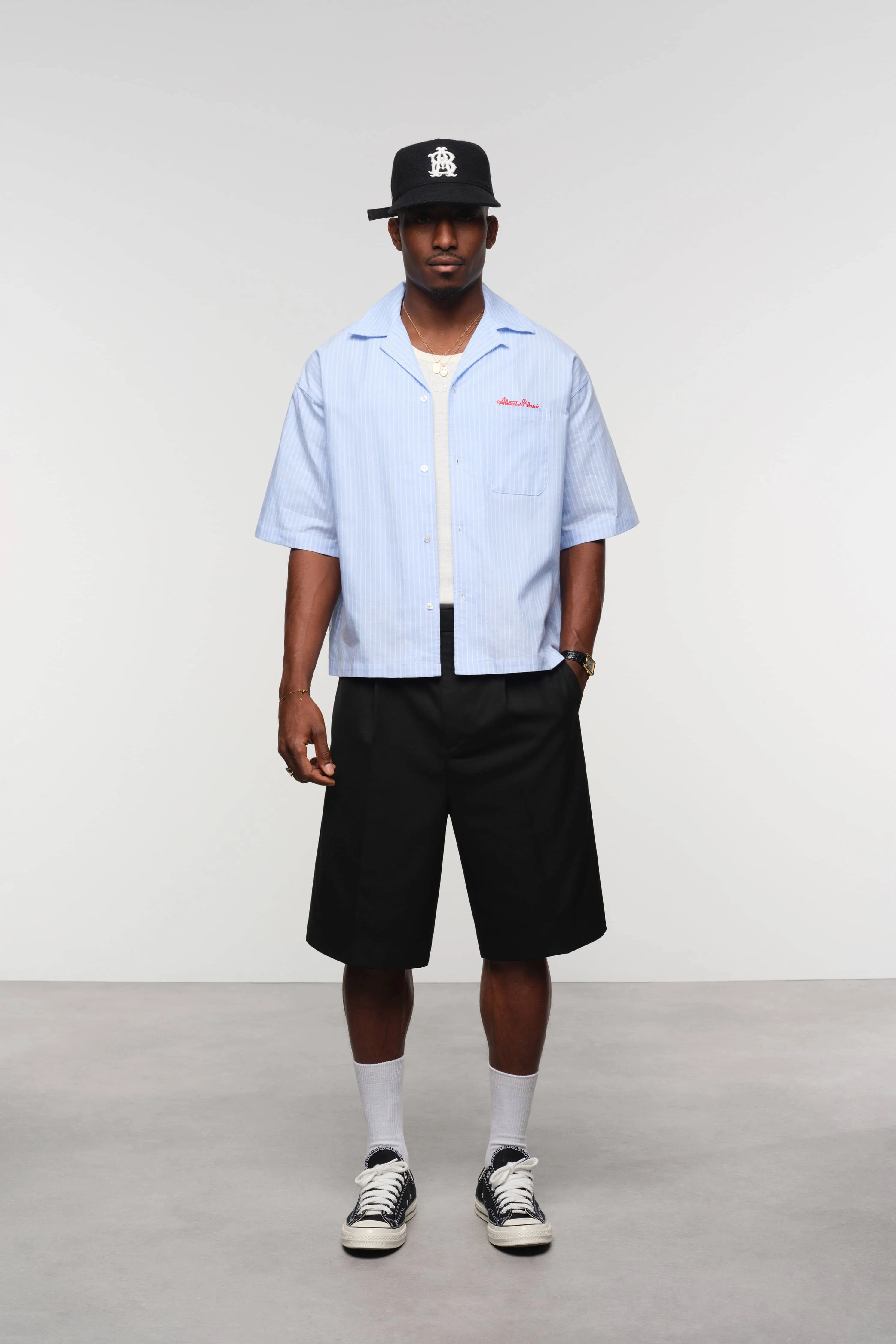 script short sleeve shirt blue/white sold by about:blank product image thumbnail 2