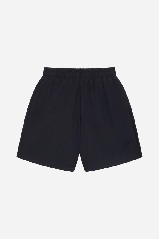 seersucker swim short black sold by about:blank