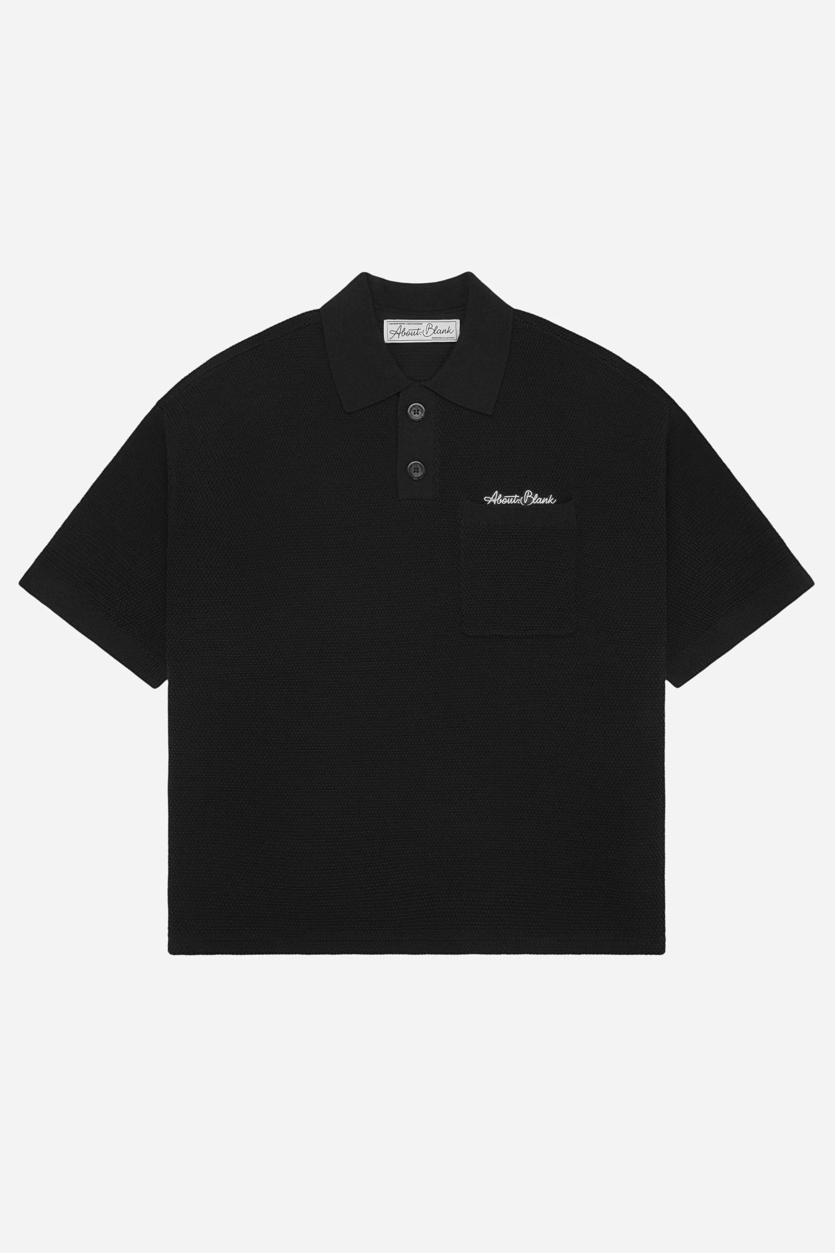 pique knitted polo black/ecru sold by about:blank
