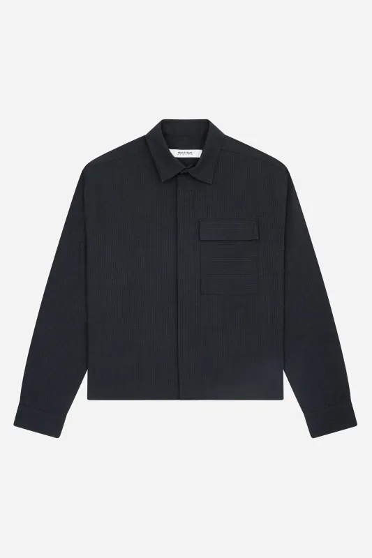 seersucker overshirt black/black sold by about:blank