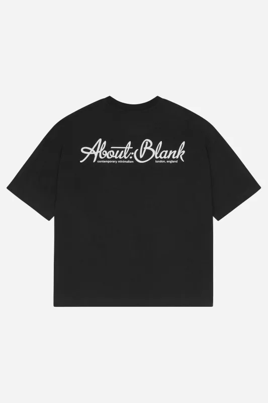 banner t-shirt black/ecru sold by about:blank