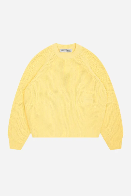 rib mock neck crew yellow sold by about:blank