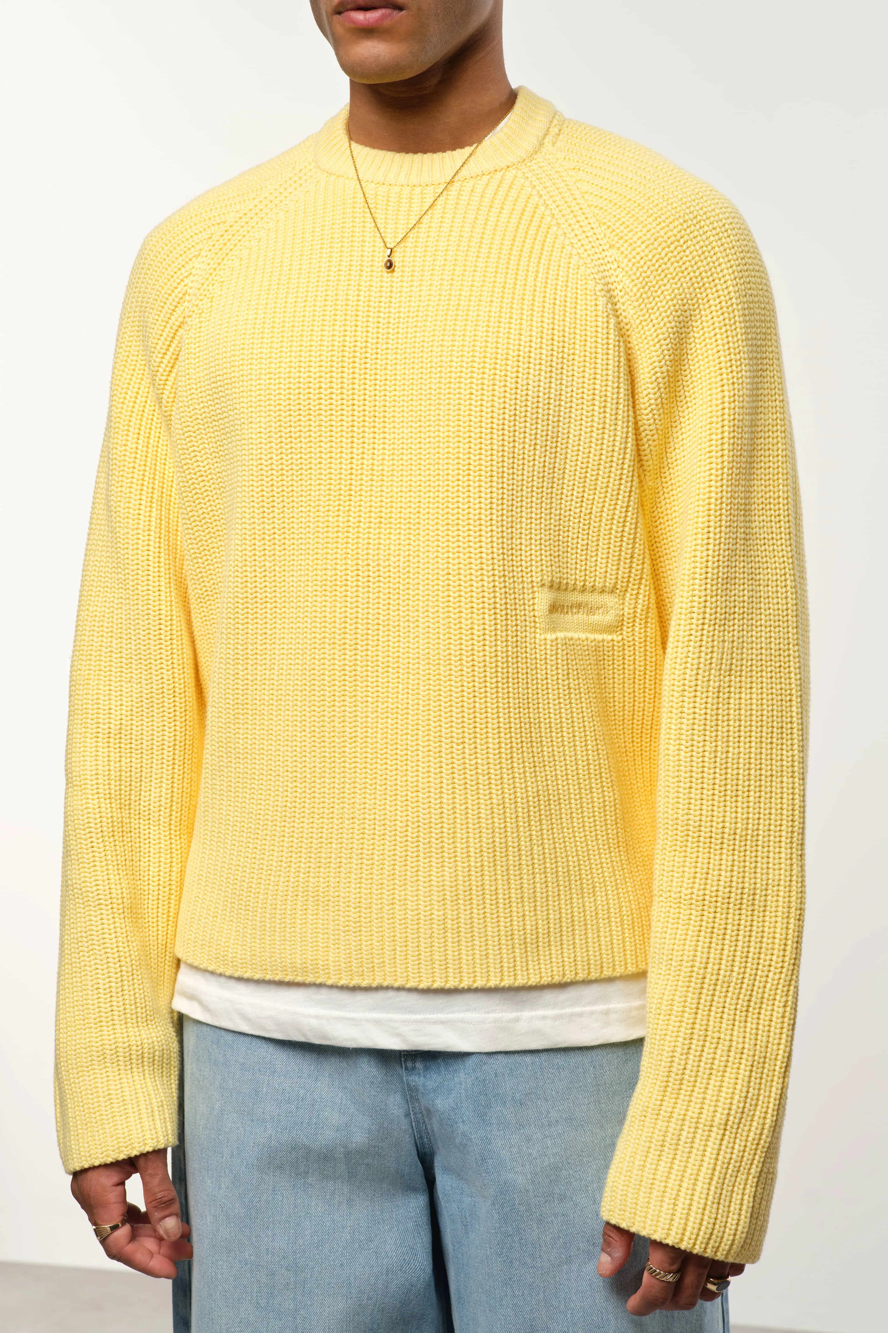 rib mock neck crew yellow sold by about:blank product image thumbnail 4