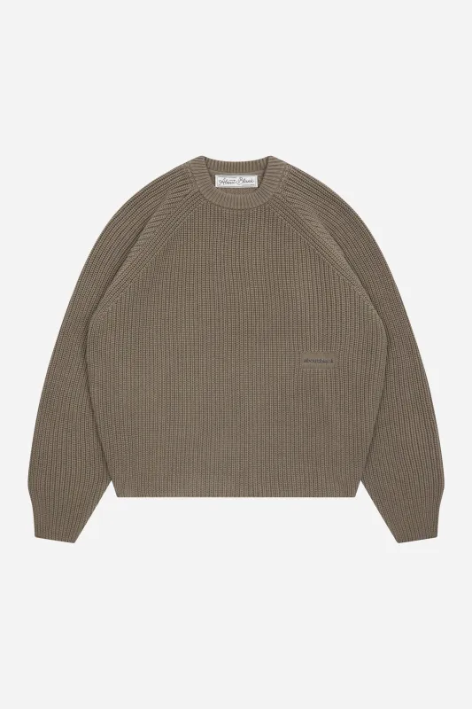 rib mock neck crew sage sold by about:blank