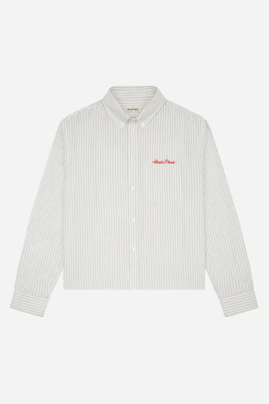 oxford script shirt white/sage sold by about:blank