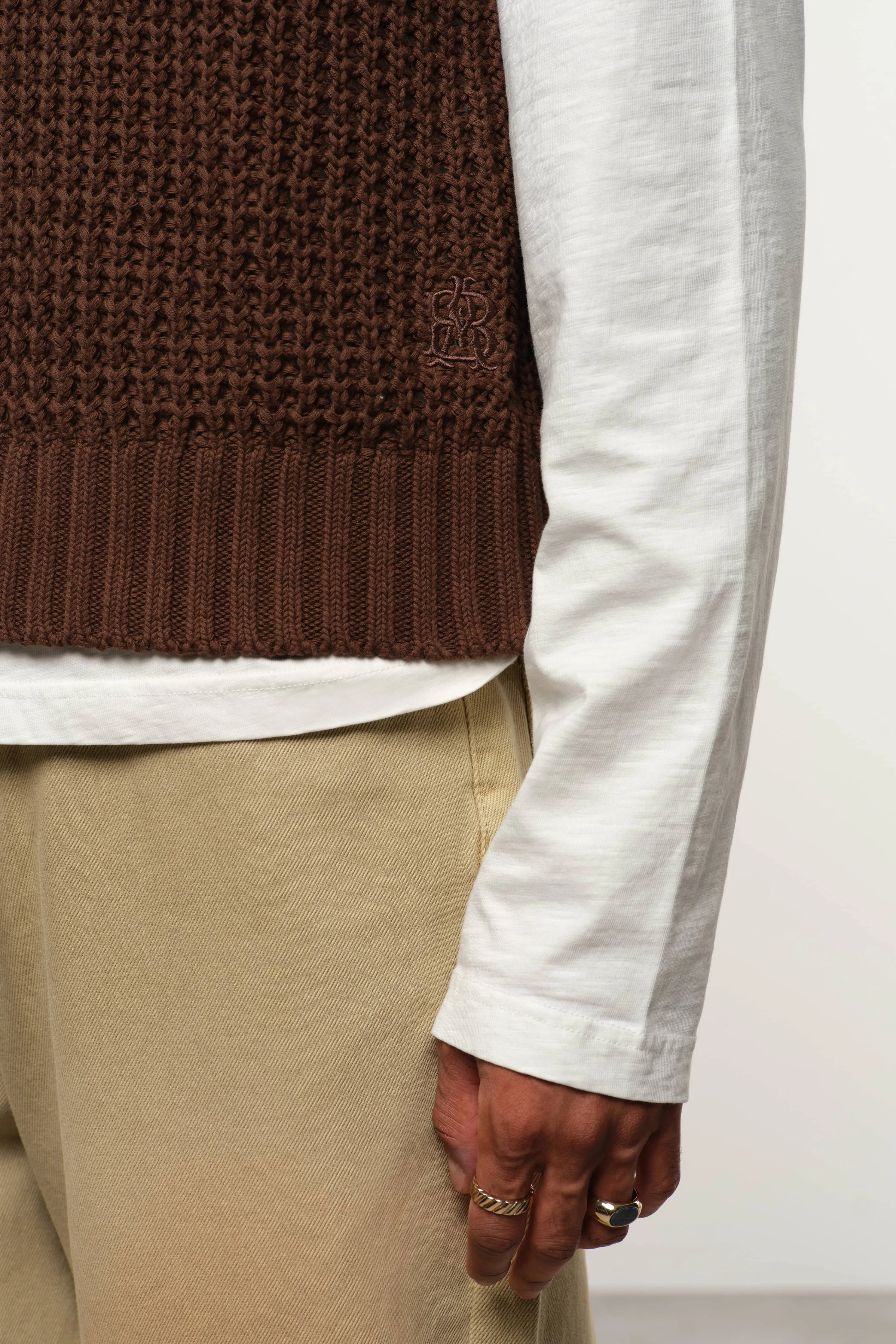 moss stitch knitted vest brown sold by about:blank product image thumbnail 5