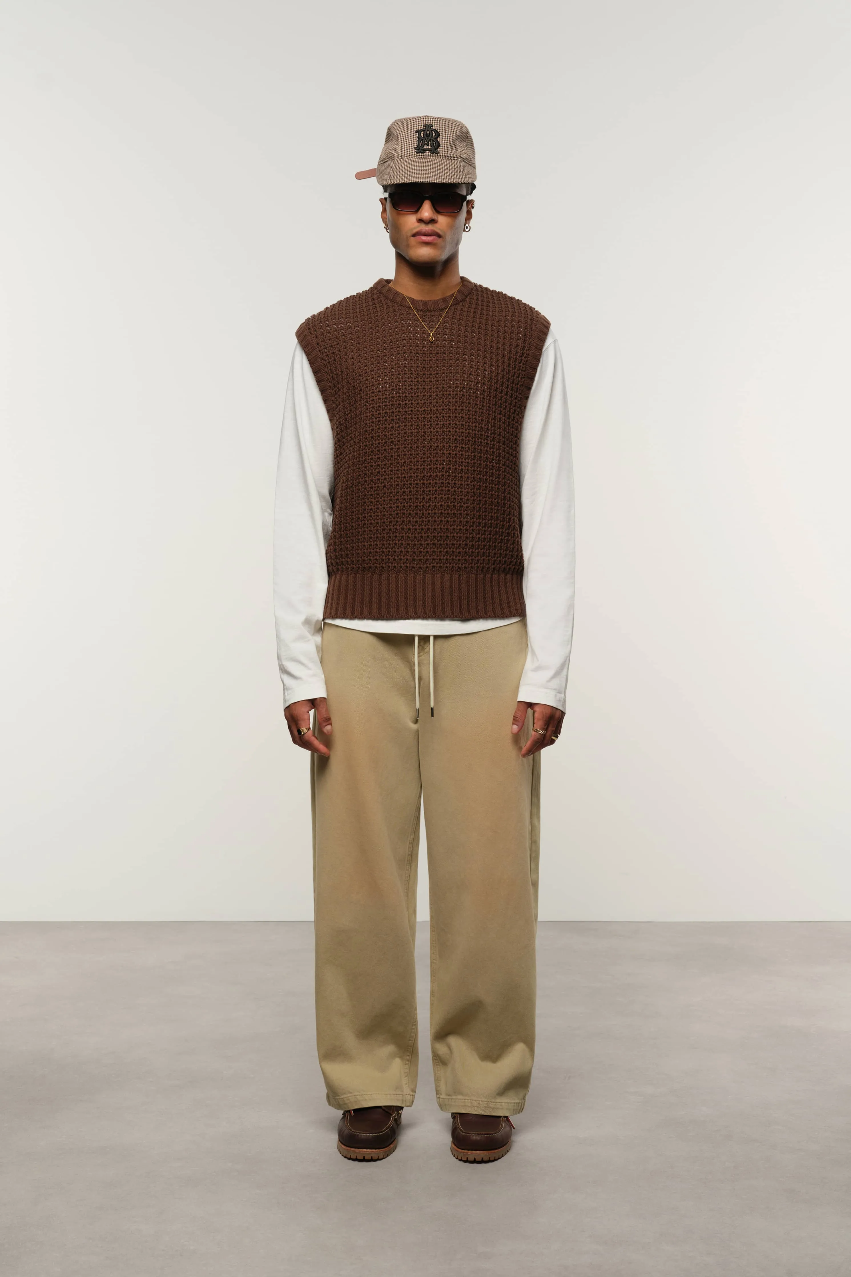 moss stitch knitted vest brown sold by about:blank product image thumbnail 2
