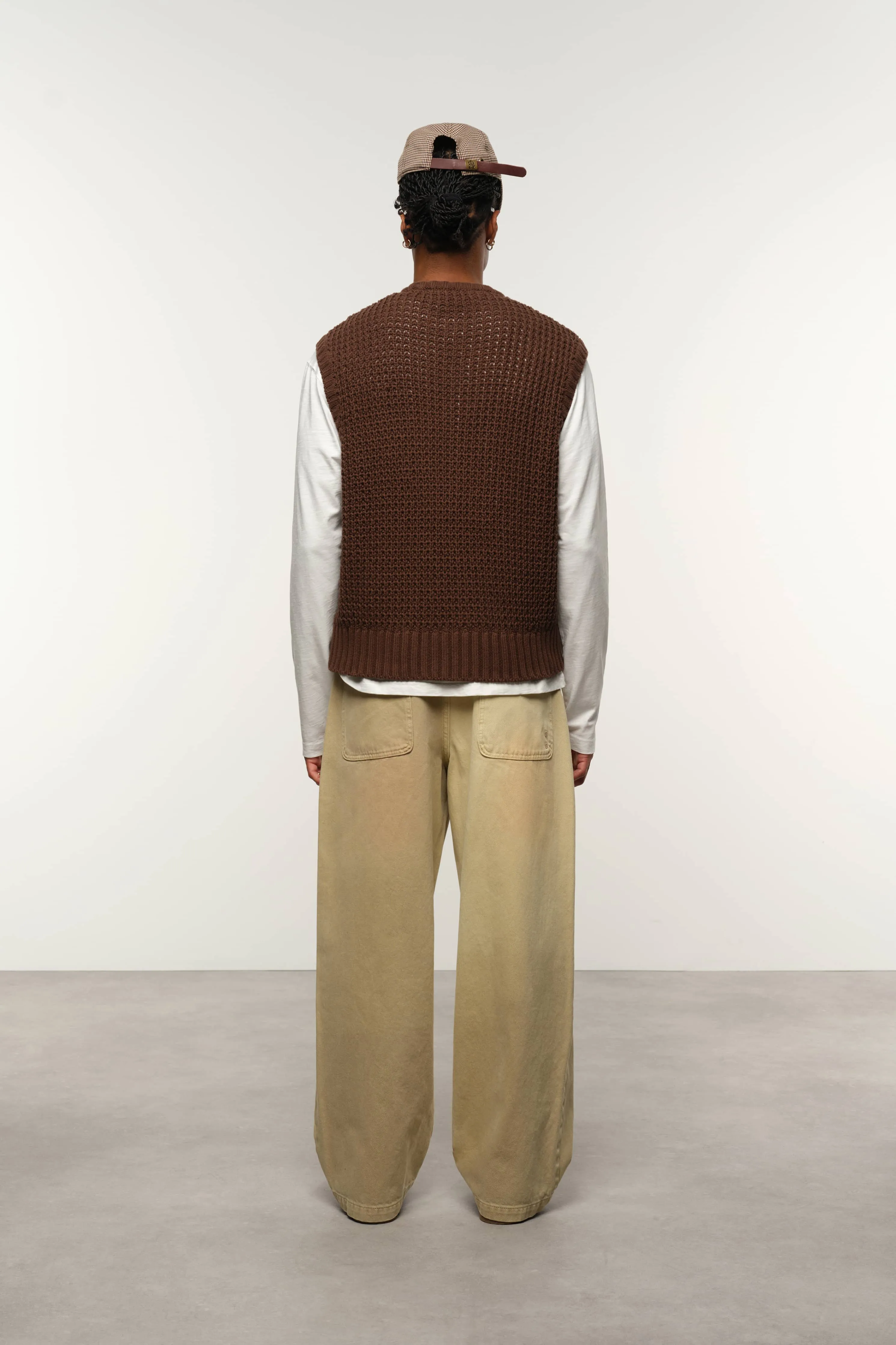 moss stitch knitted vest brown sold by about:blank product image thumbnail 3