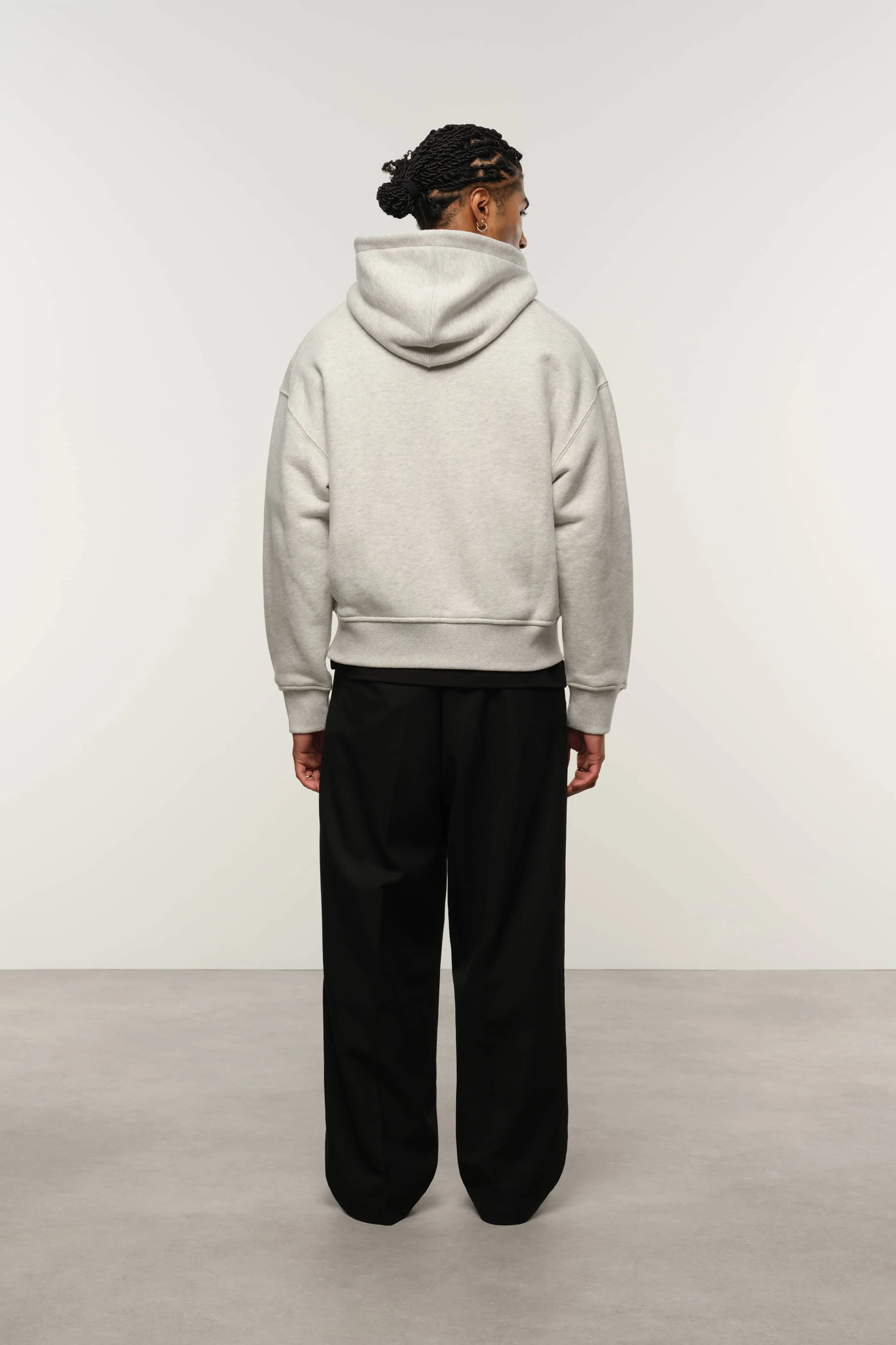 dual logo zip hoodie grey marl/black sold by about:blank product image thumbnail 3