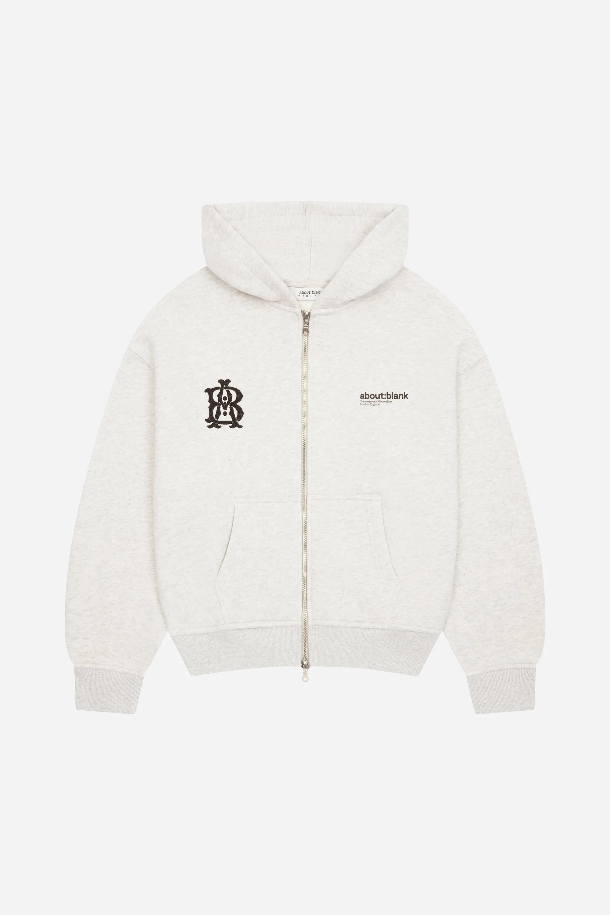 dual logo zip hoodie grey marl/black sold by about:blank