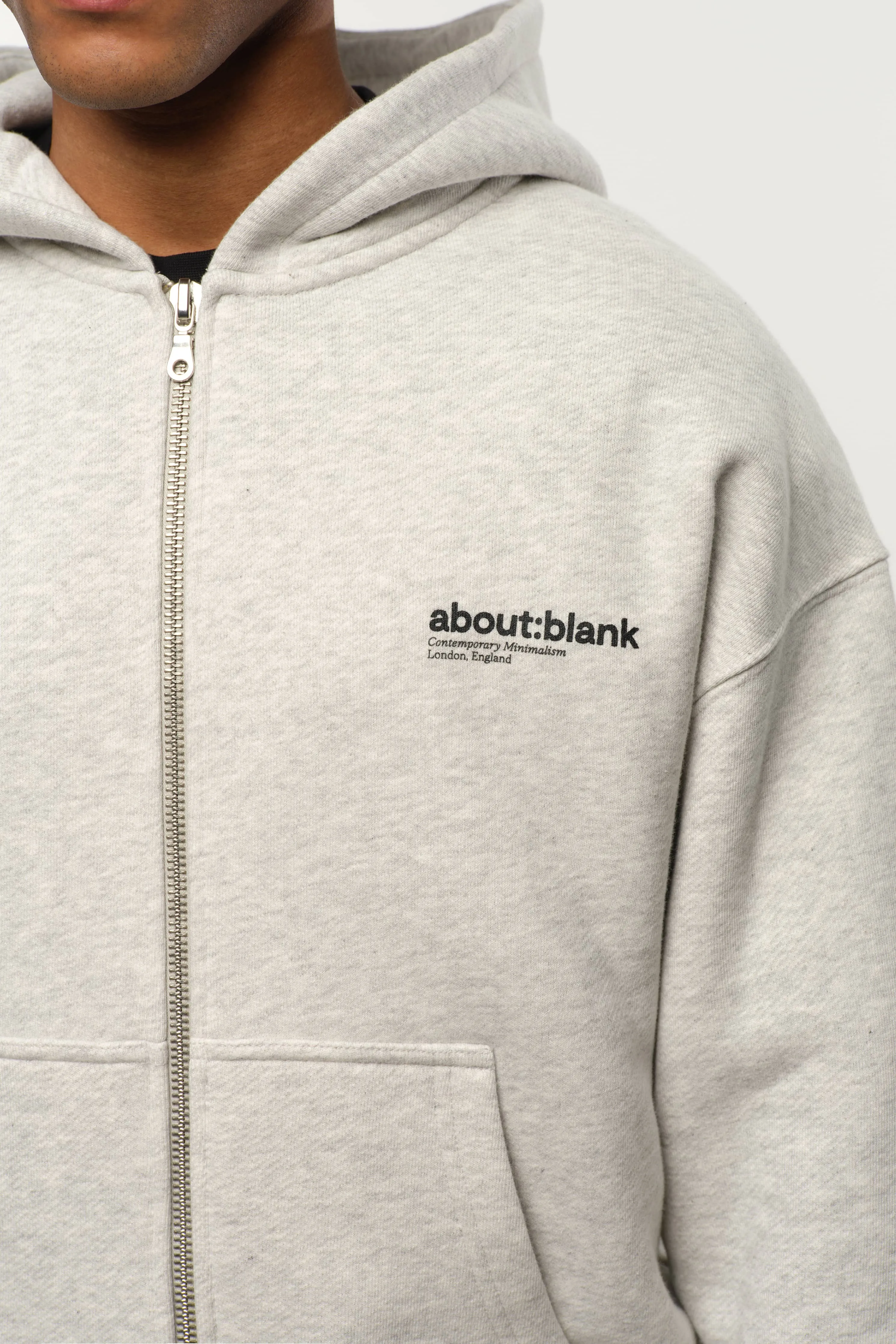 dual logo zip hoodie grey marl/black sold by about:blank product image thumbnail 4