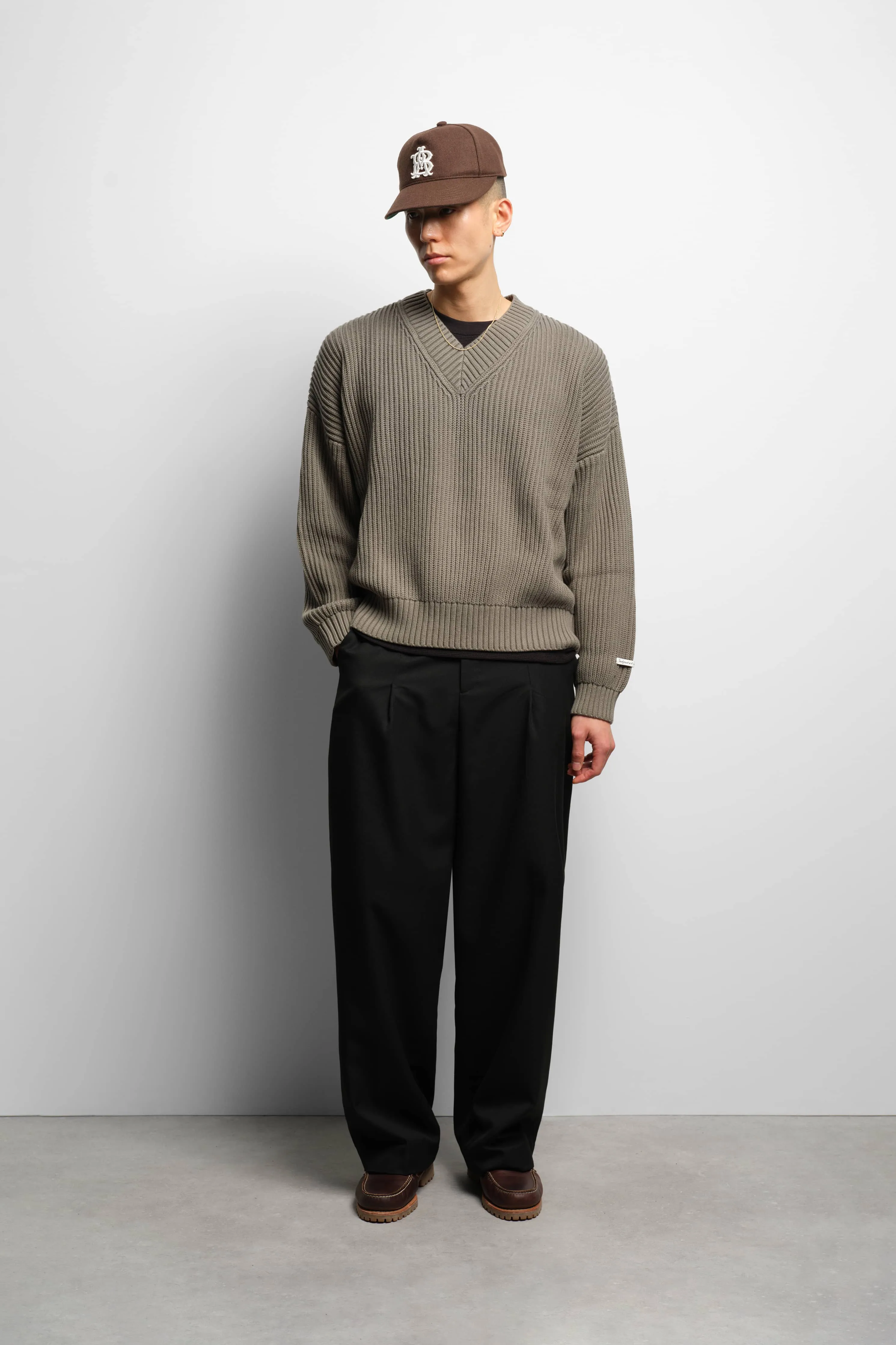 rib v-neck jumper sage sold by about:blank product image thumbnail 2