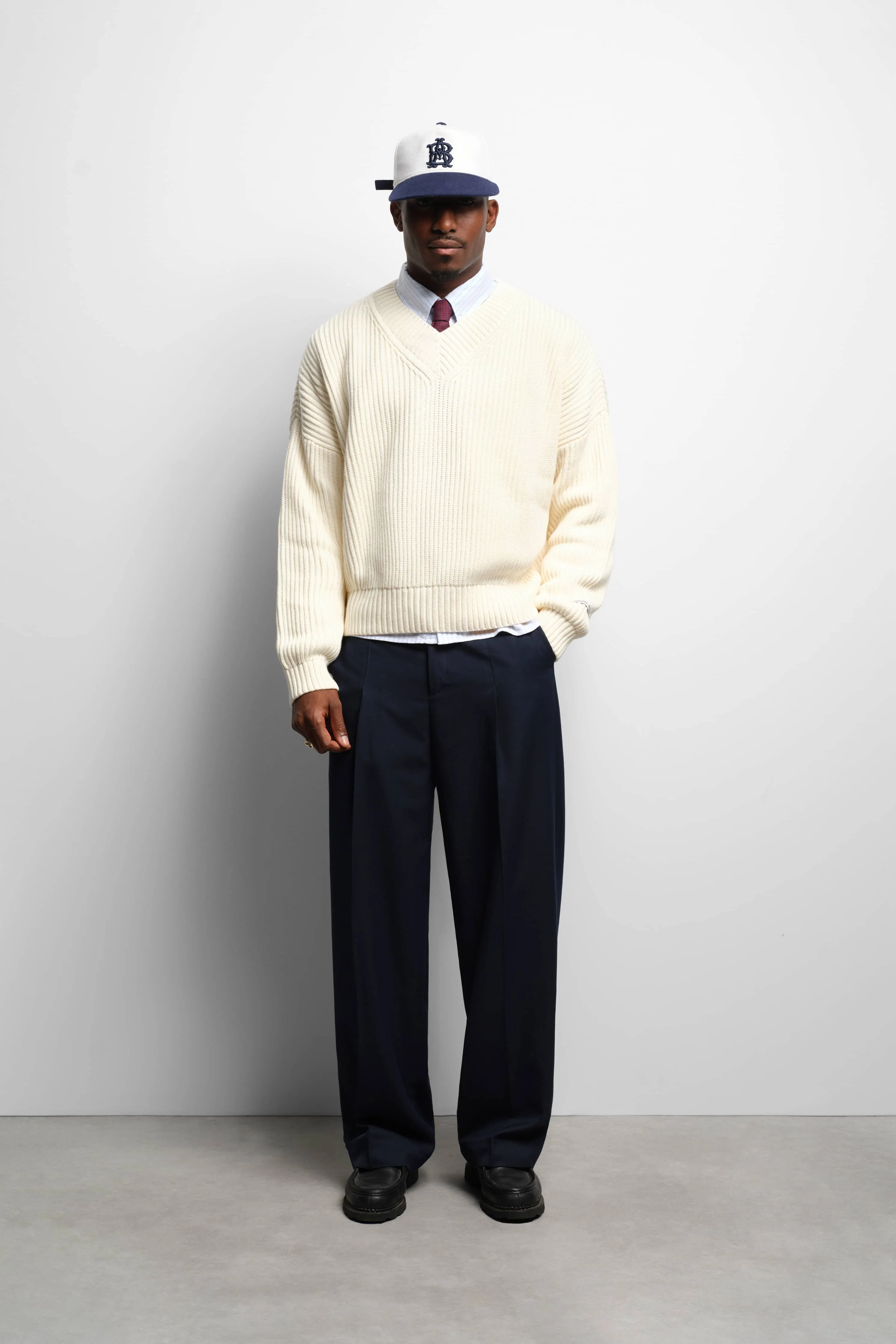 rib v-neck jumper ecru sold by about:blank product image thumbnail 2