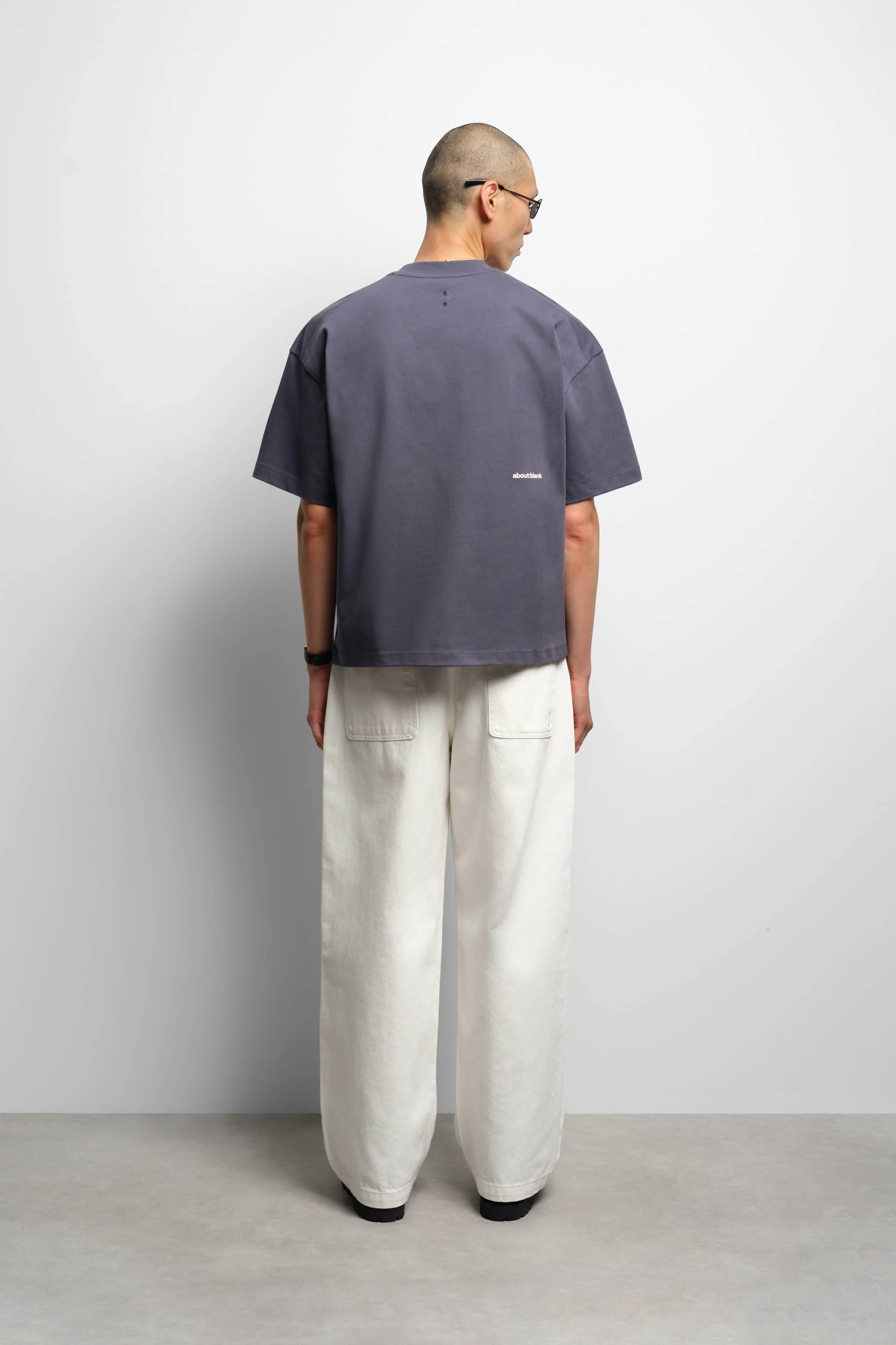 mock neck t-shirt smoke blue/ecru sold by about:blank product image thumbnail 3