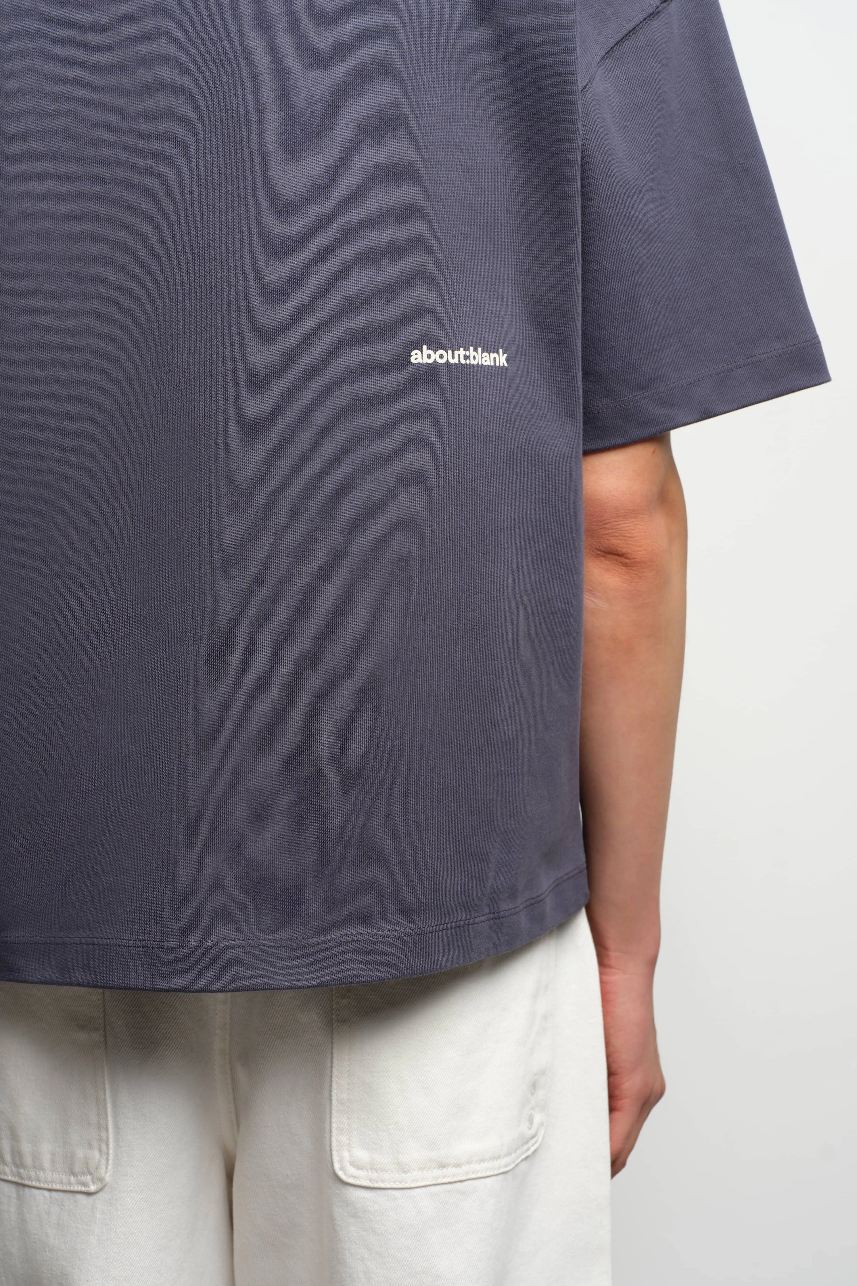 mock neck t-shirt smoke blue/ecru sold by about:blank product image thumbnail 4