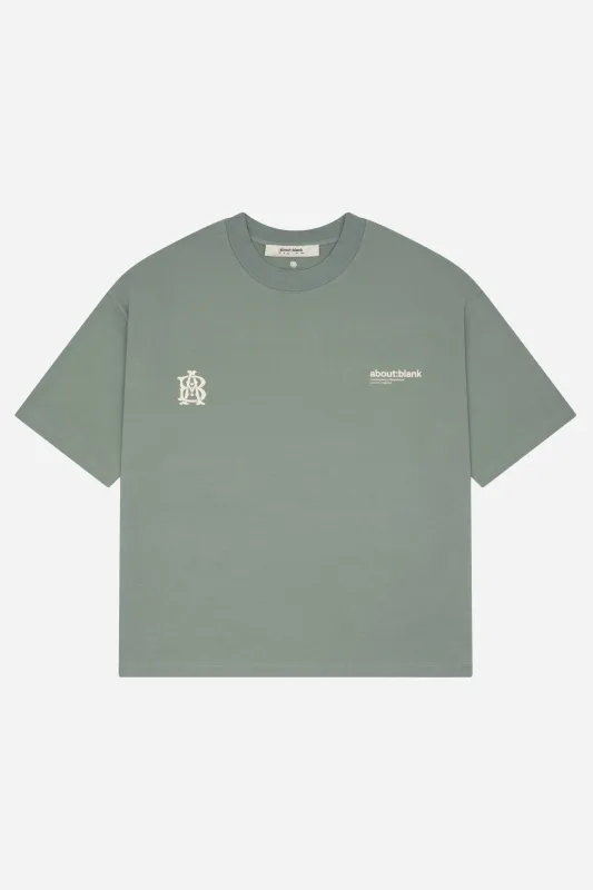 dual logo t-shirt sage/ecru sold by about:blank
