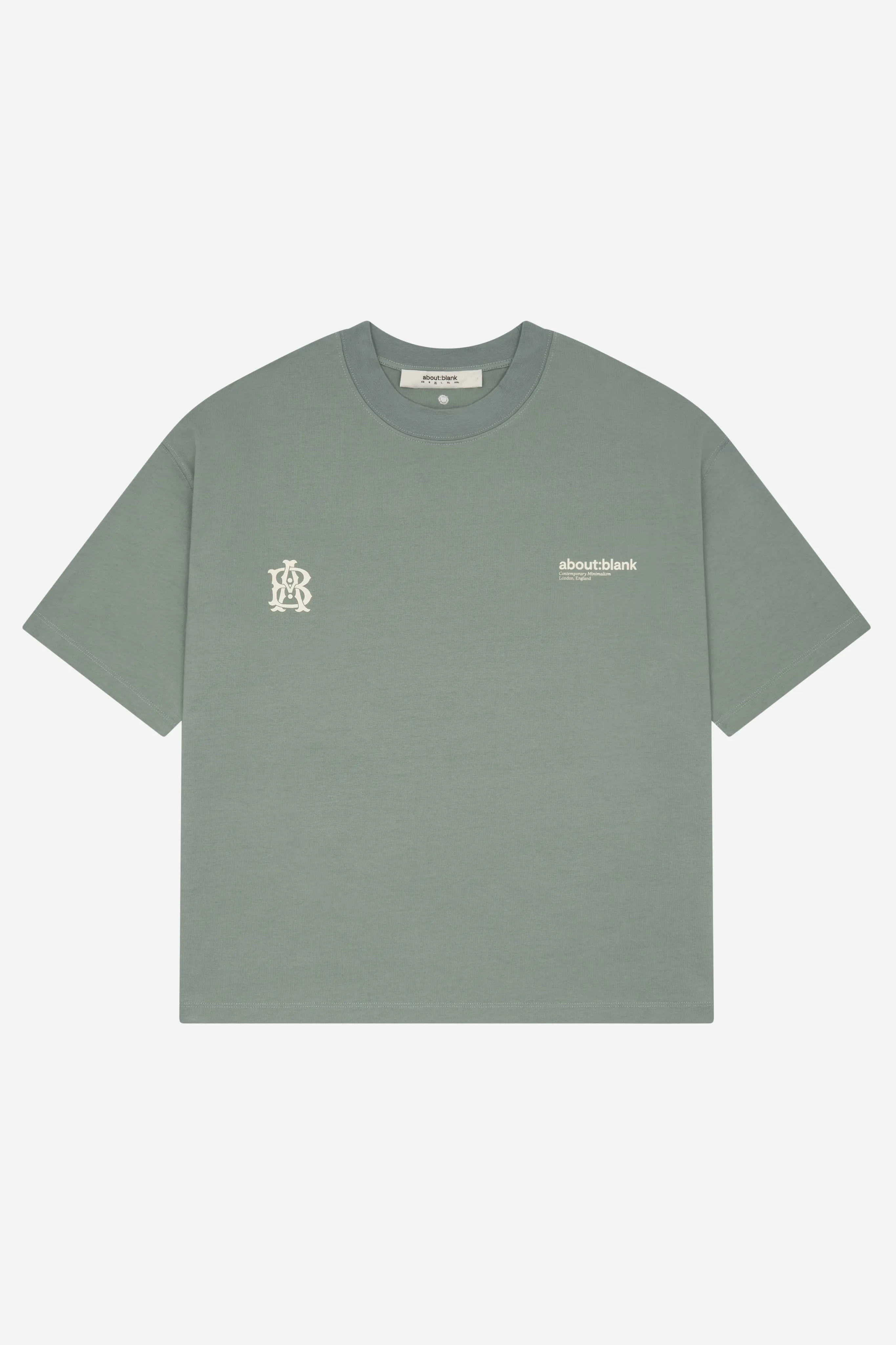 dual logo t-shirt sage/ecru sold by about:blank