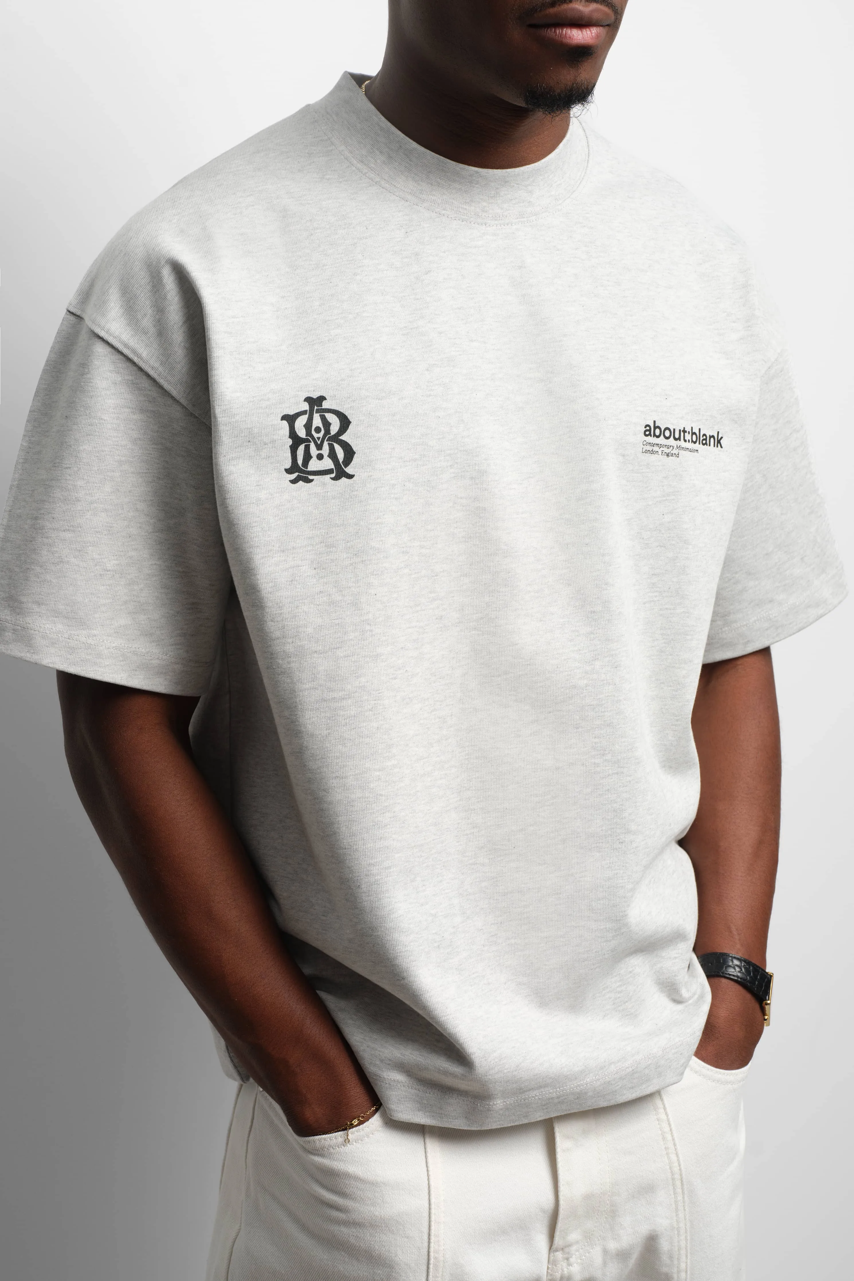 dual logo t-shirt grey marl/black sold by about:blank product image thumbnail 4
