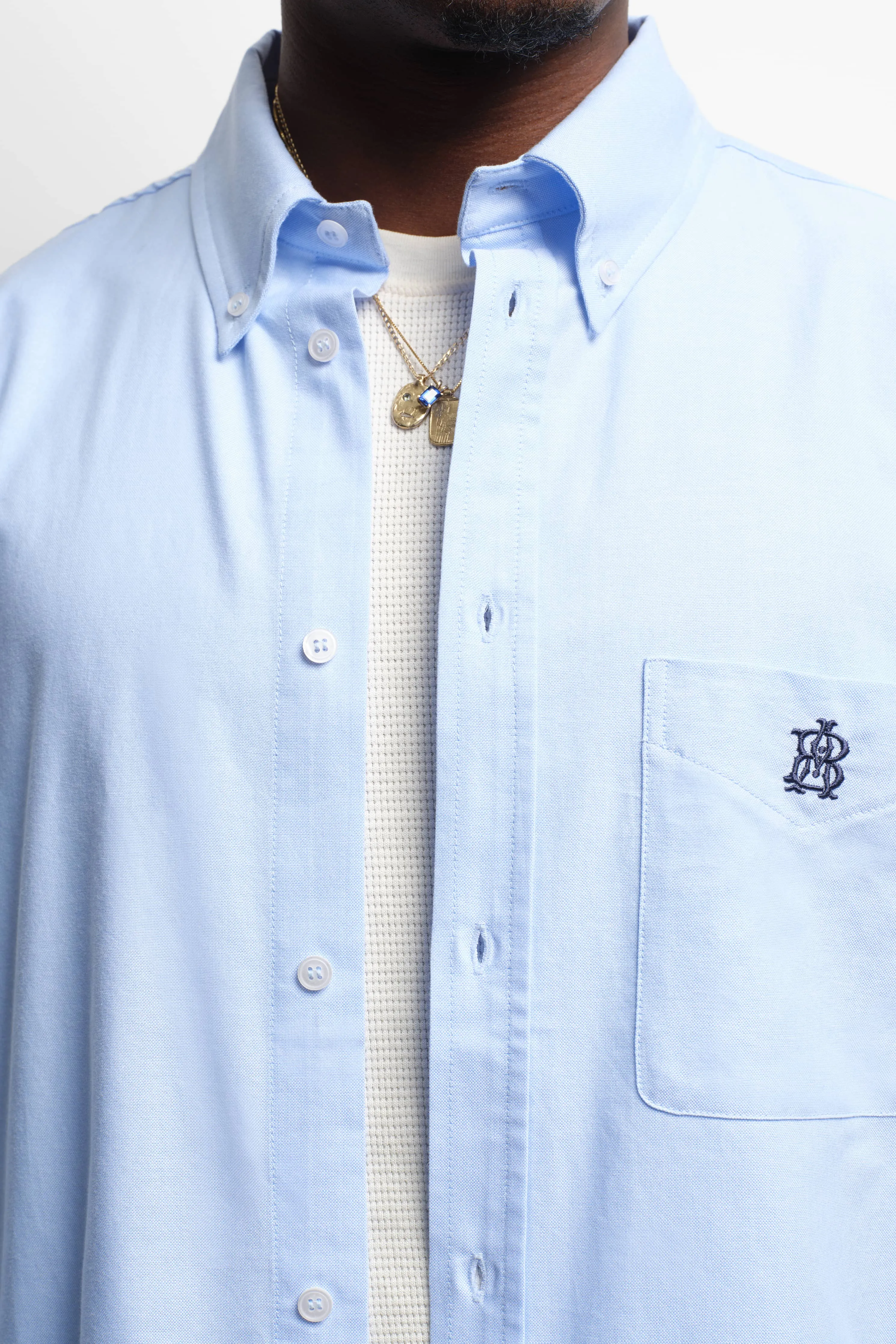 monogram oxford shirt blue sold by about:blank product image thumbnail 4