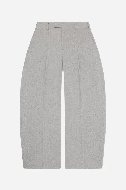 tailored wide leg trouser grey herringbone sold by about:blank