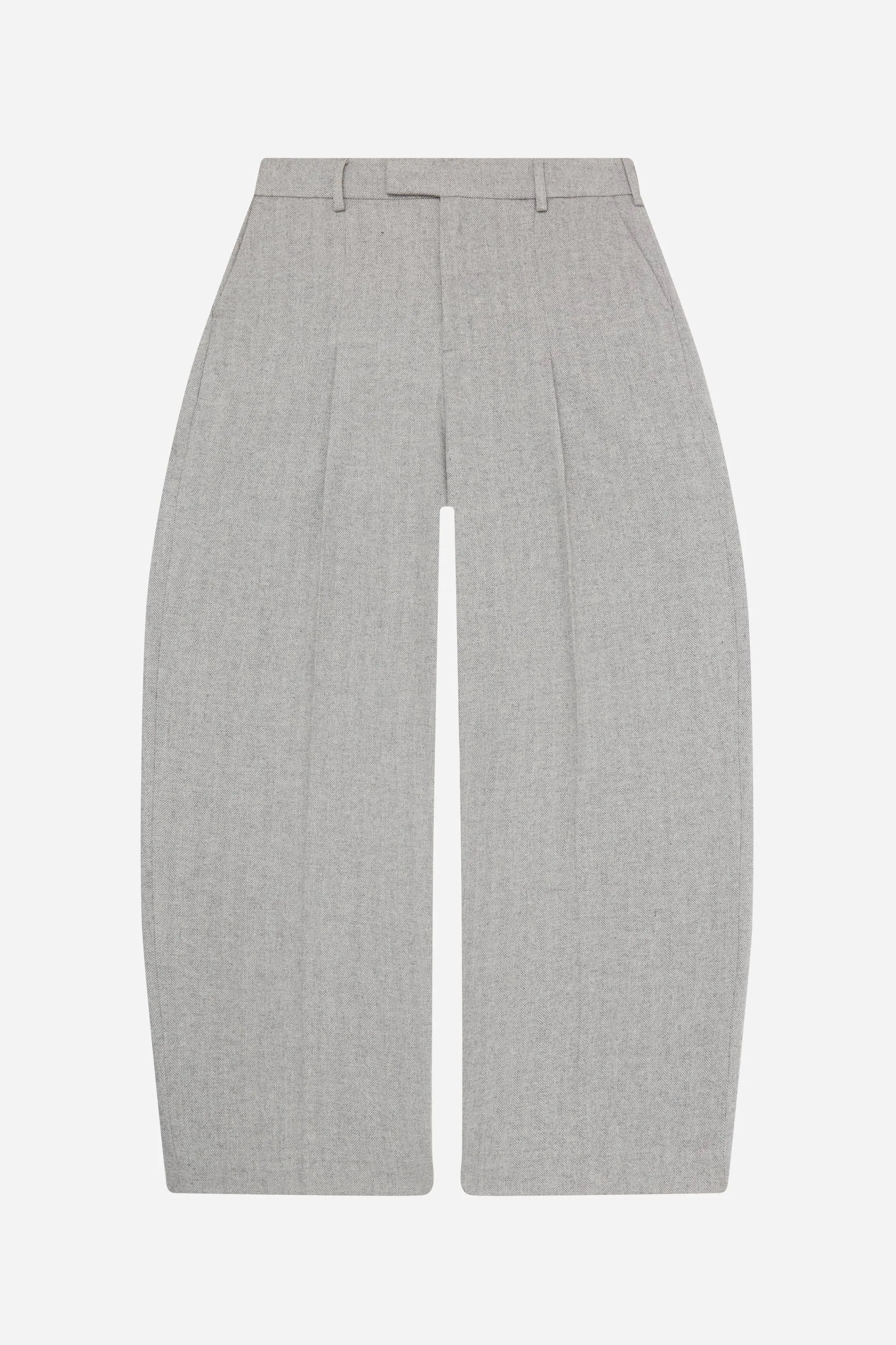 tailored wide leg trouser grey herringbone sold by about:blank