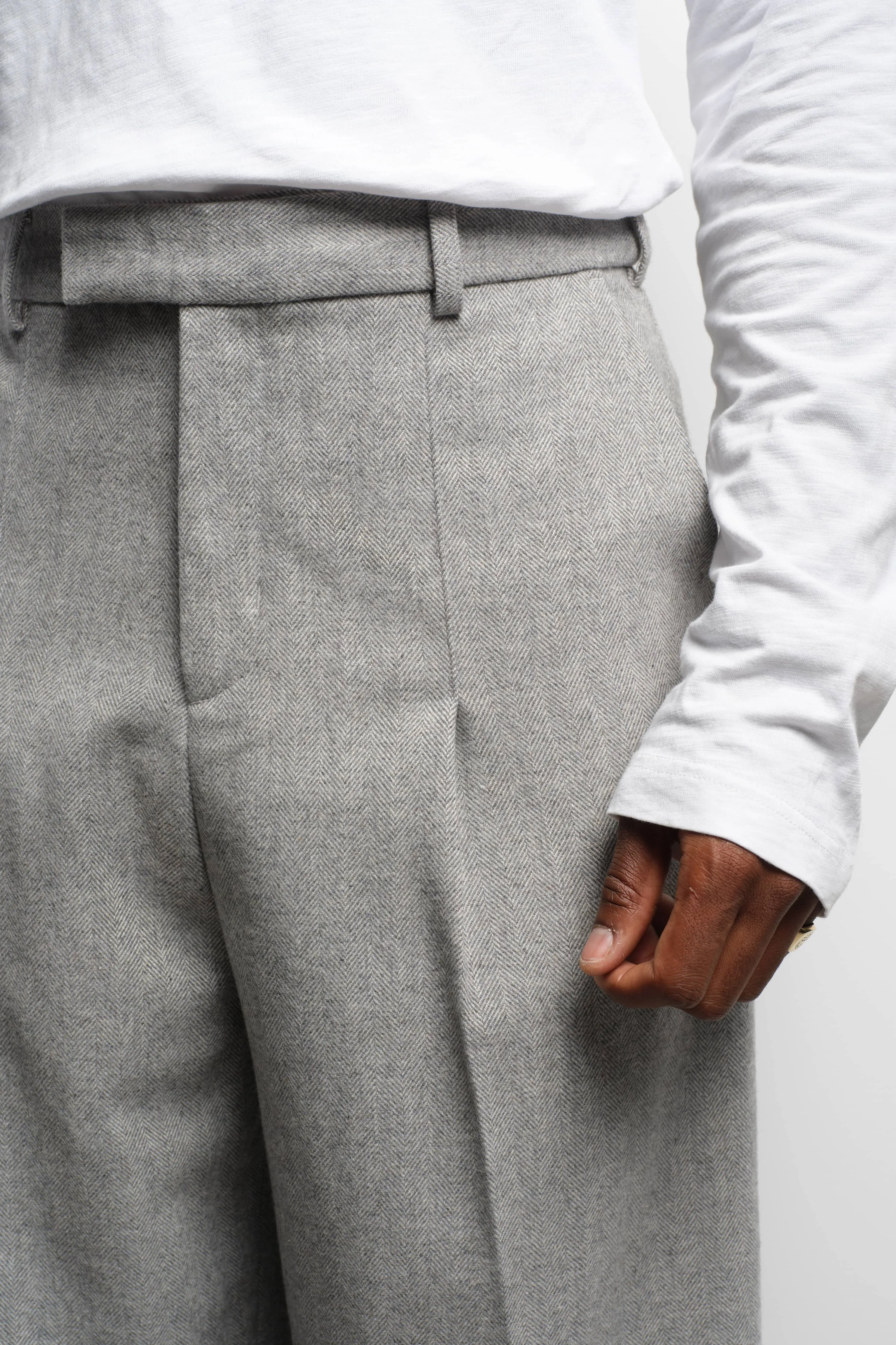 tailored wide leg trouser grey herringbone sold by about:blank product image thumbnail 5
