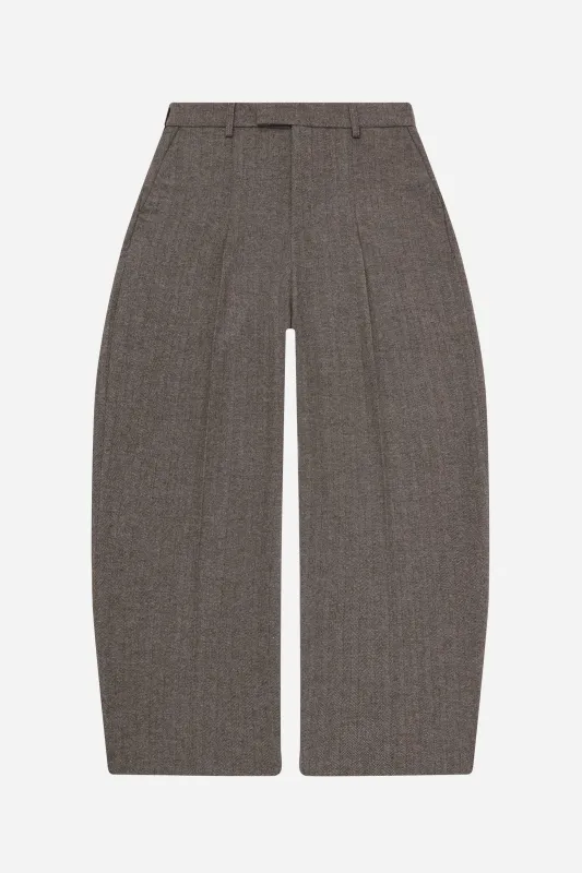 tailored wide leg trouser brown herringbone sold by about:blank