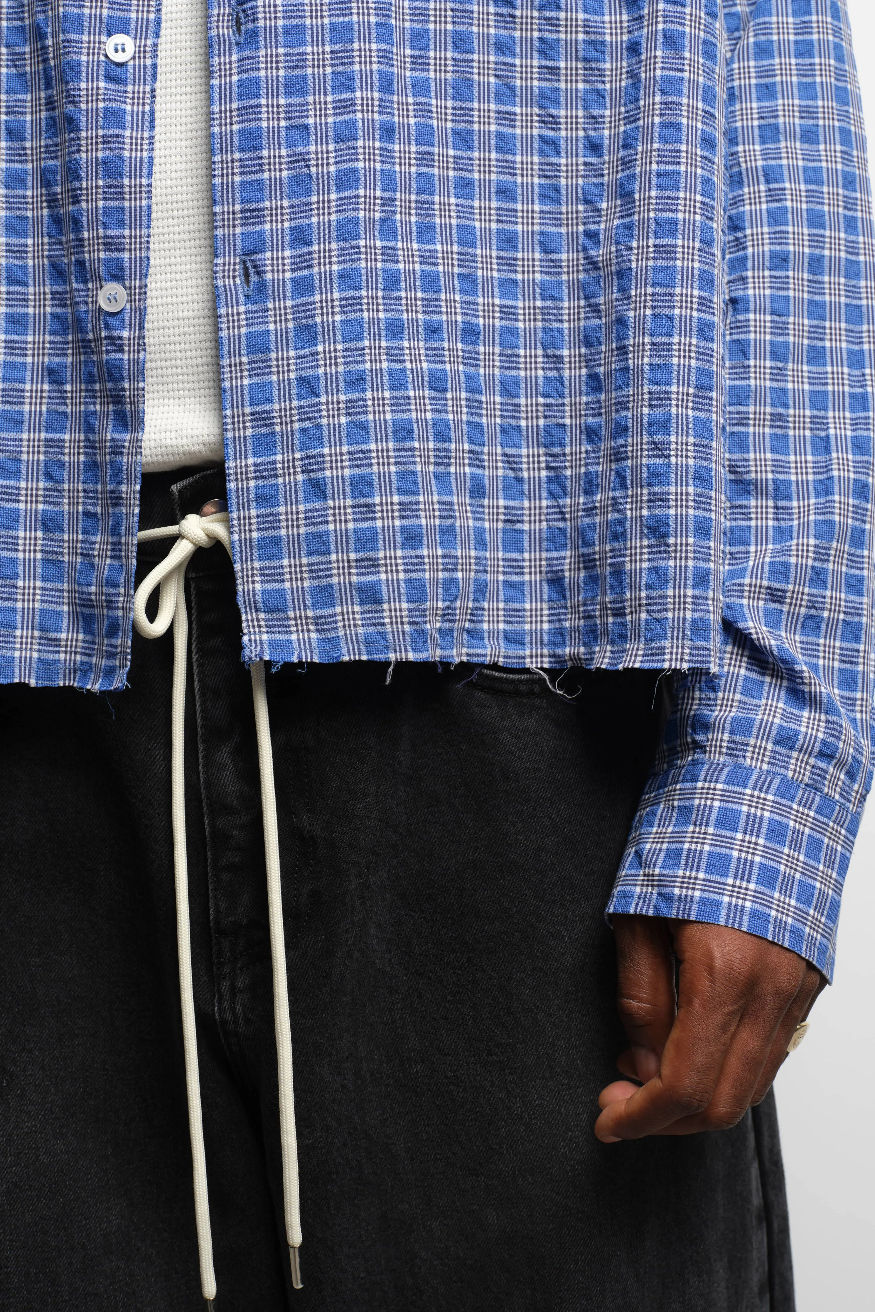 raw edge check shirt blue sold by about:blank product image thumbnail 4