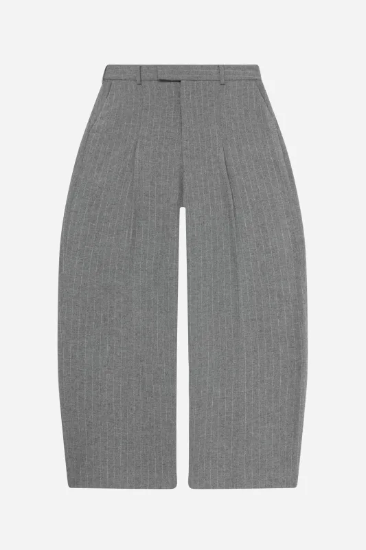 pinstripe tailored wide leg trouser grey/white sold by about:blank
