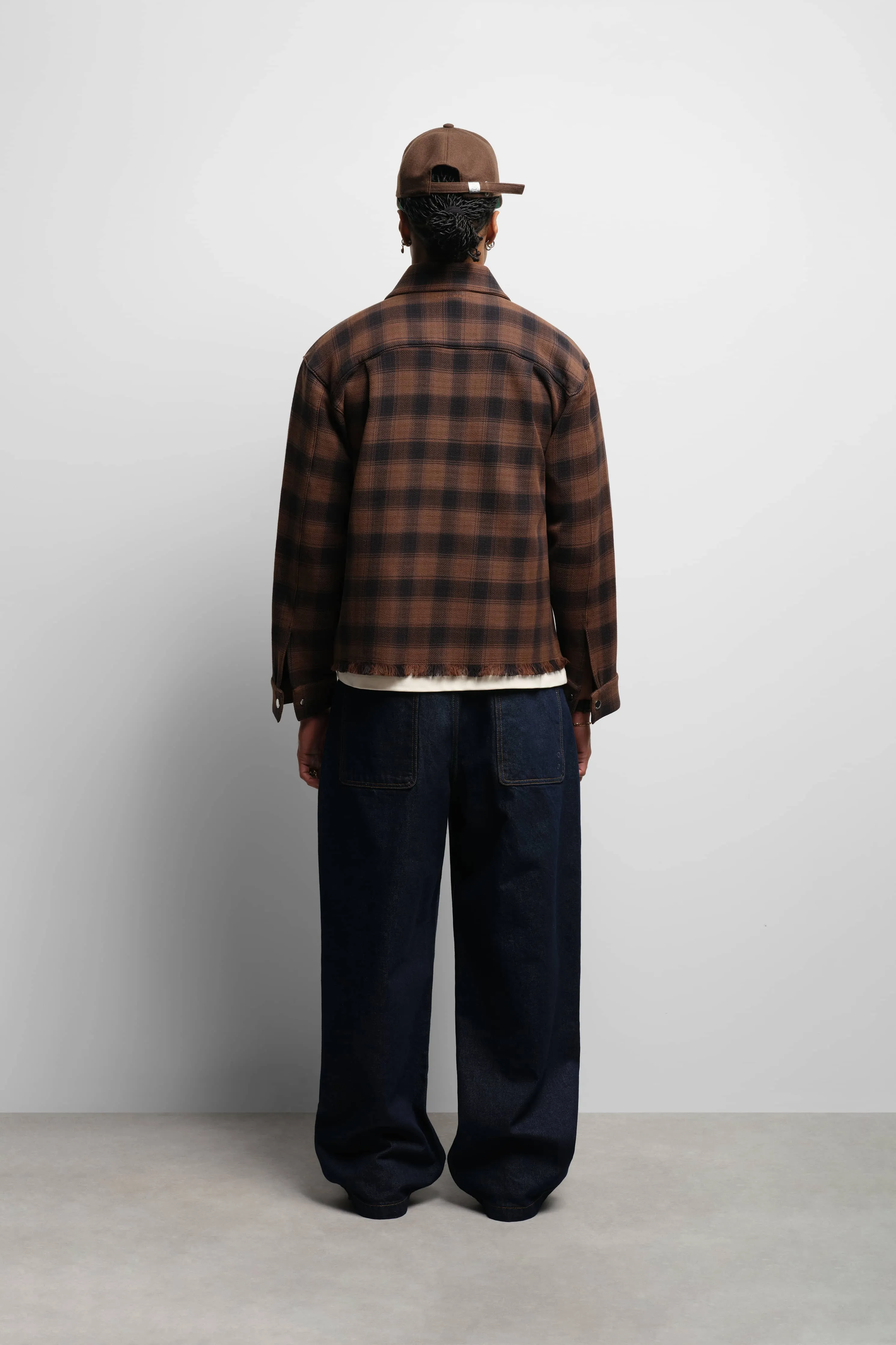 plaid zipped overshirt brown sold by about:blank product image thumbnail 3