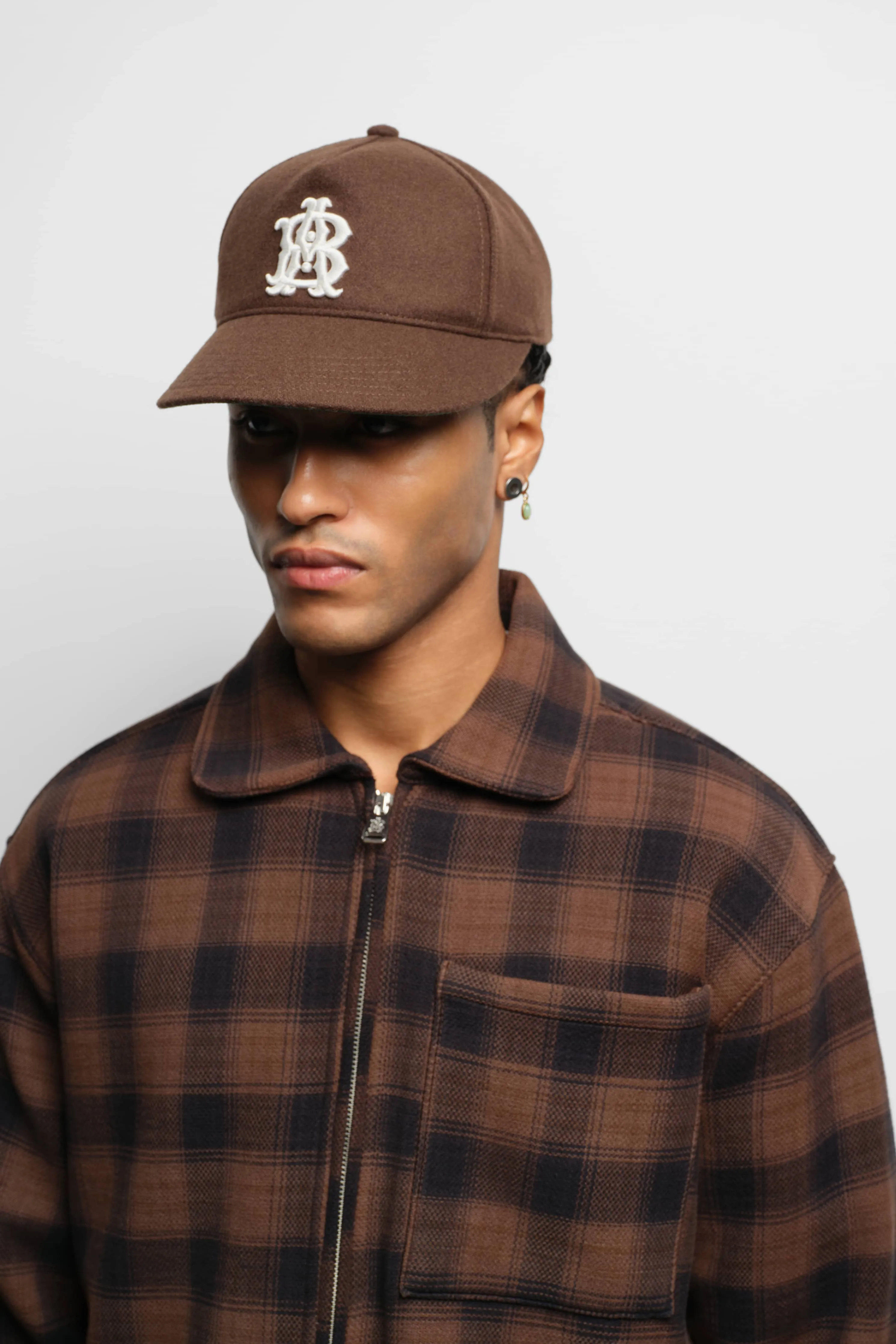 plaid zipped overshirt brown sold by about:blank product image thumbnail 4