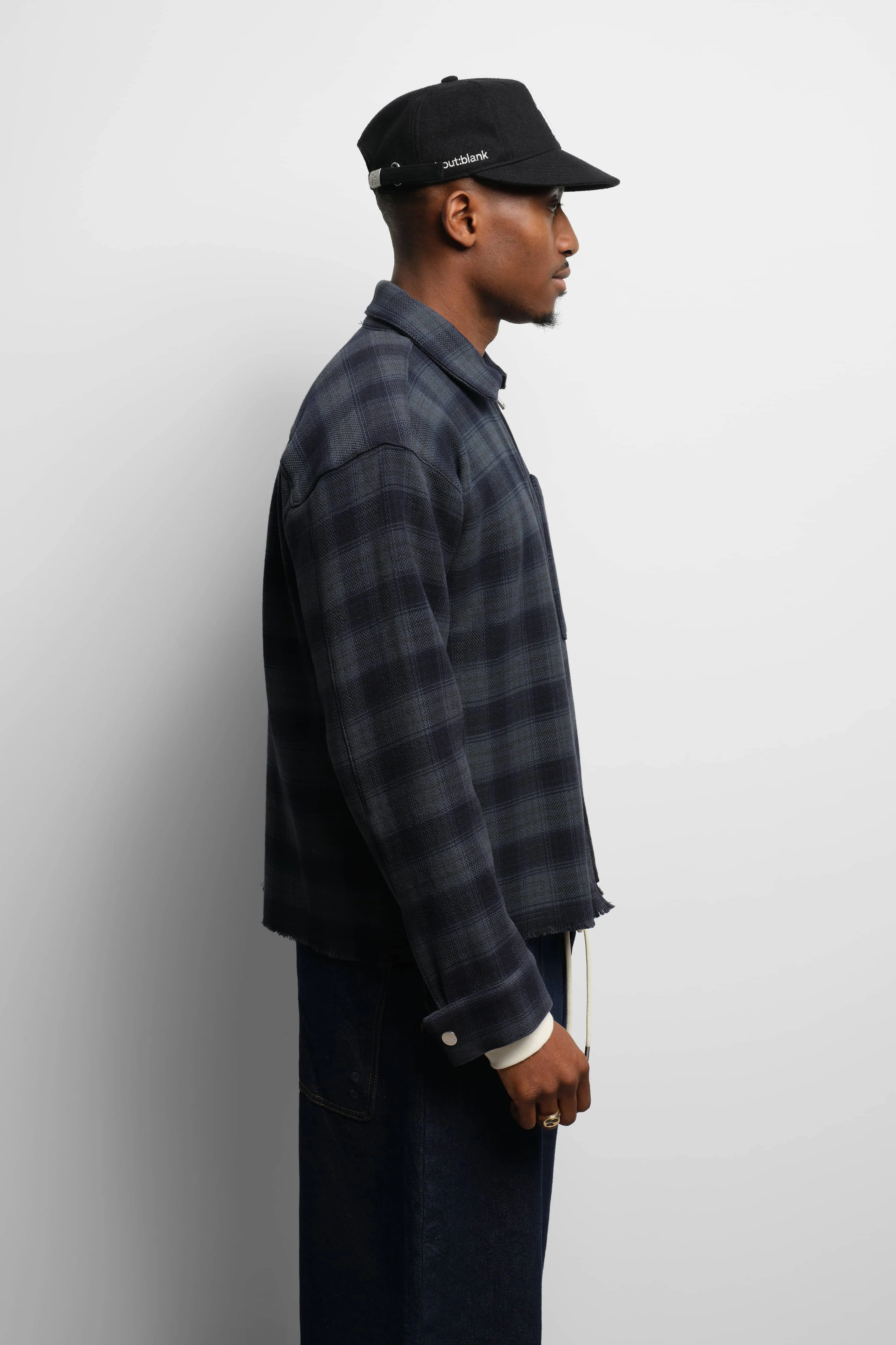 plaid zipped overshirt dark navy sold by about:blank product image thumbnail 5