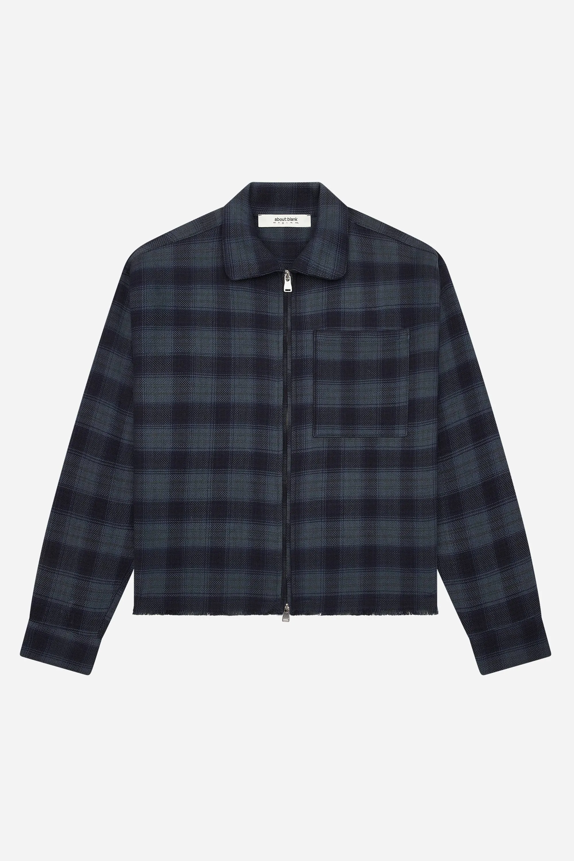 plaid zipped overshirt dark navy sold by about:blank