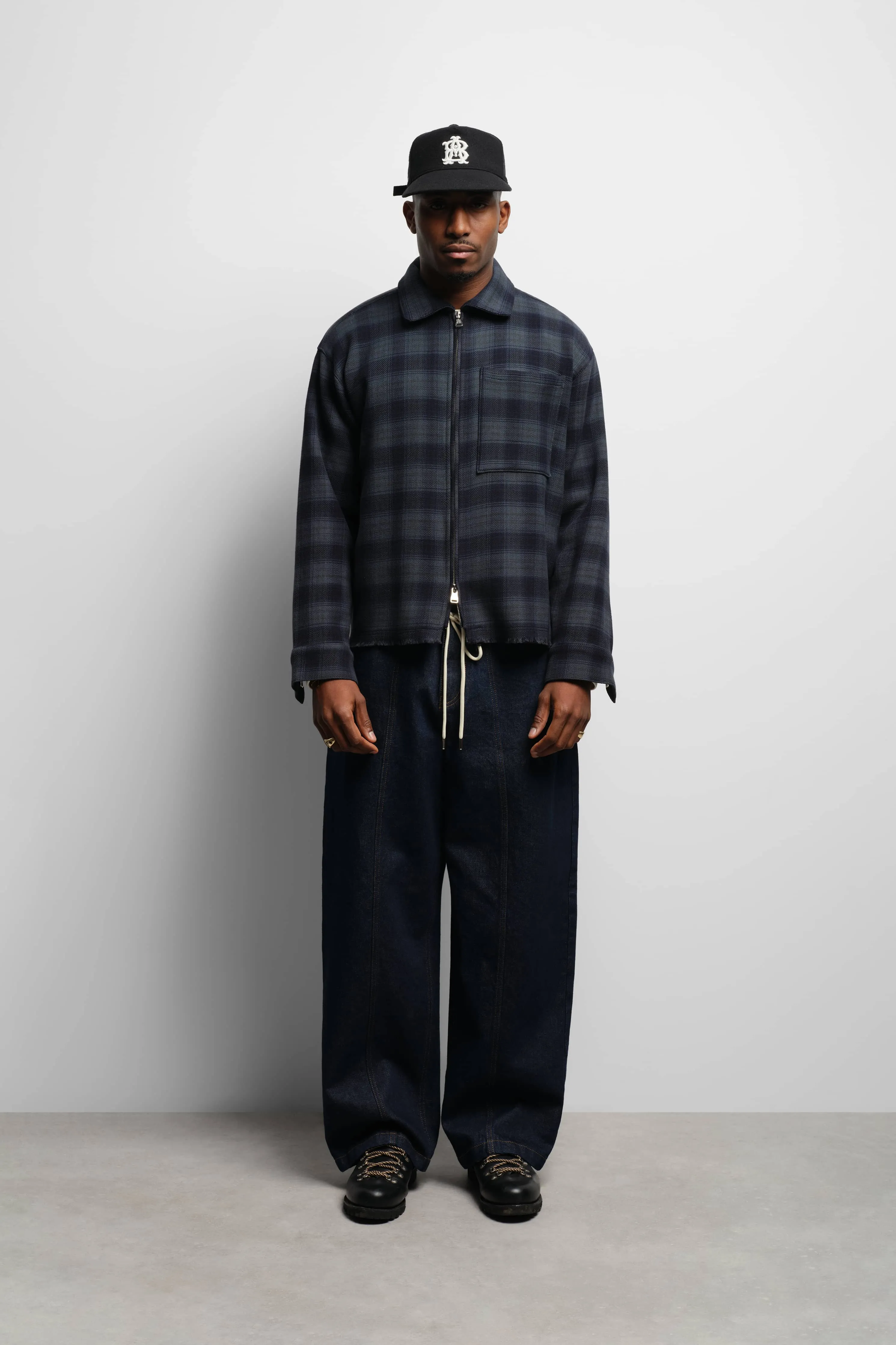 plaid zipped overshirt dark navy sold by about:blank product image thumbnail 2