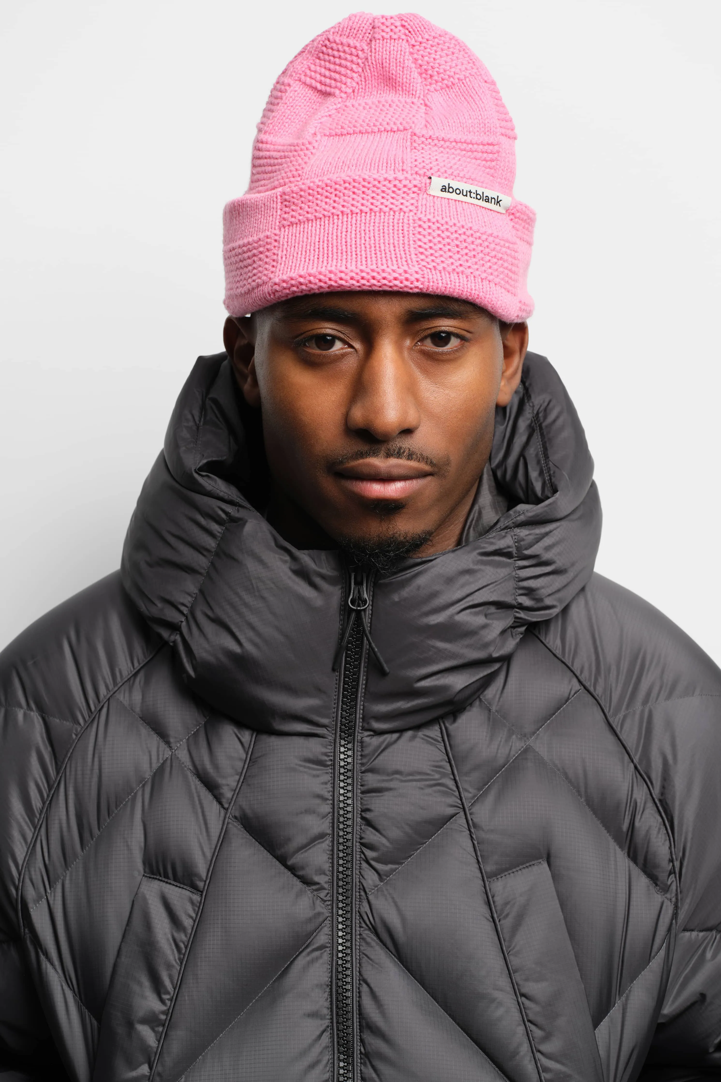 chequerboard beanie pink sold by about:blank product image thumbnail 2