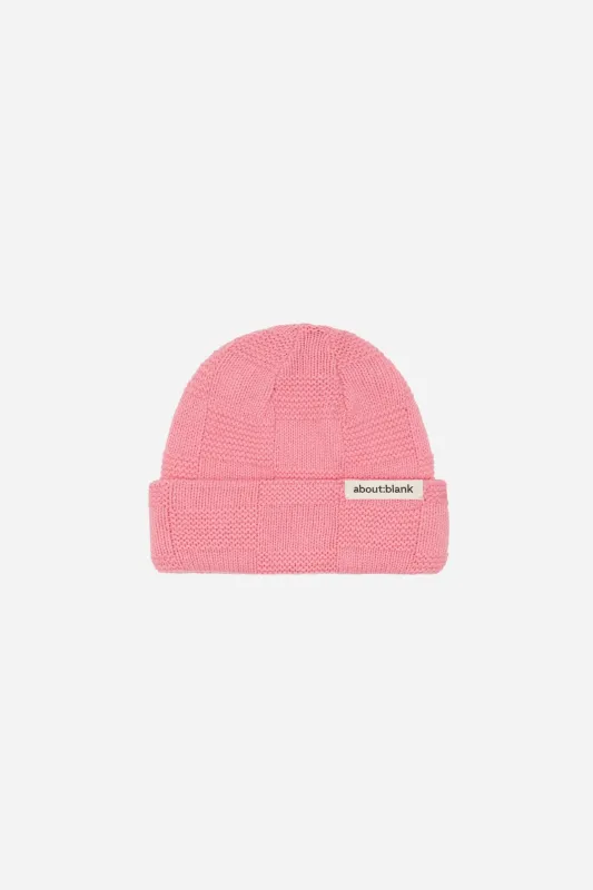 chequerboard beanie pink sold by about:blank