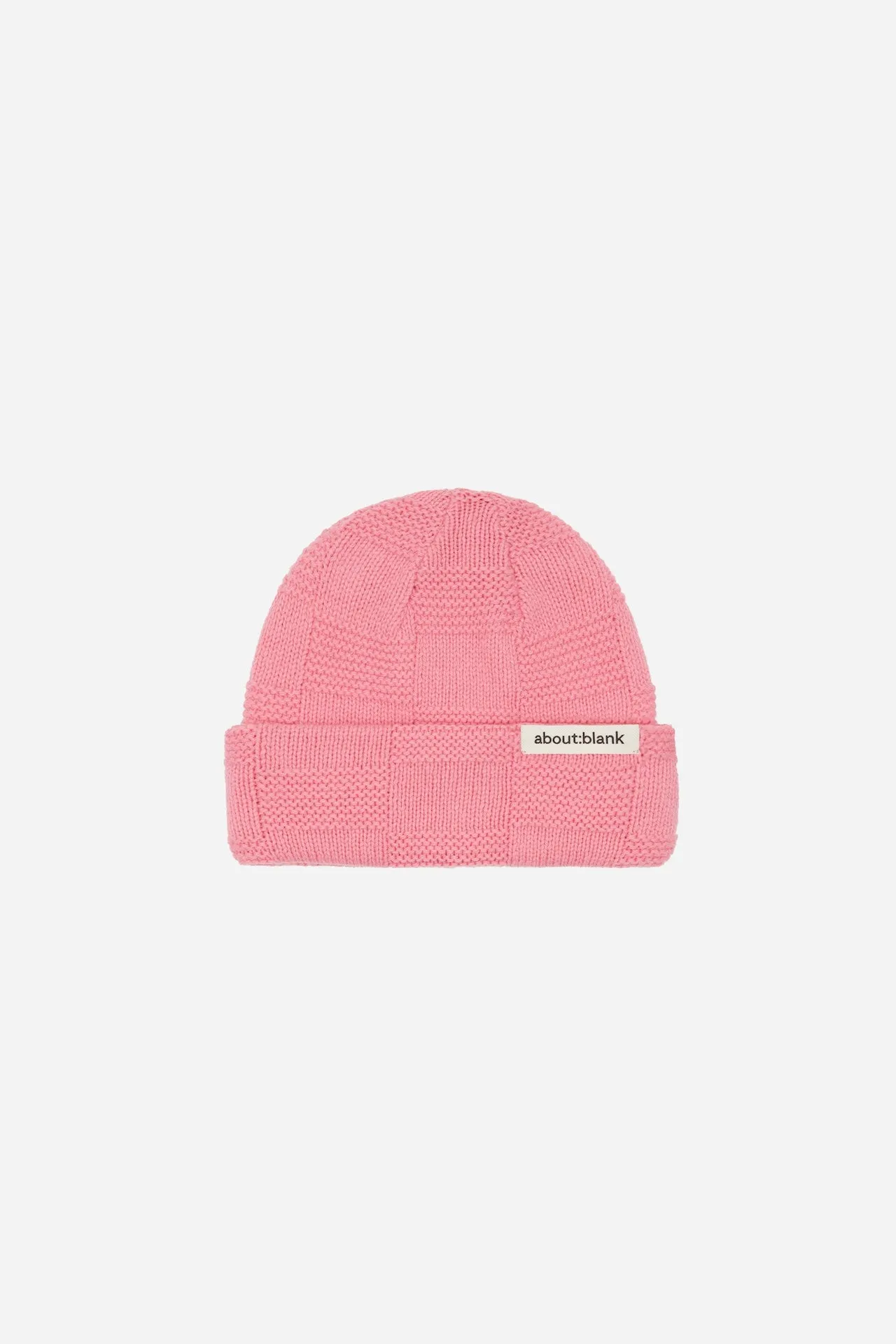 chequerboard beanie pink sold by about:blank