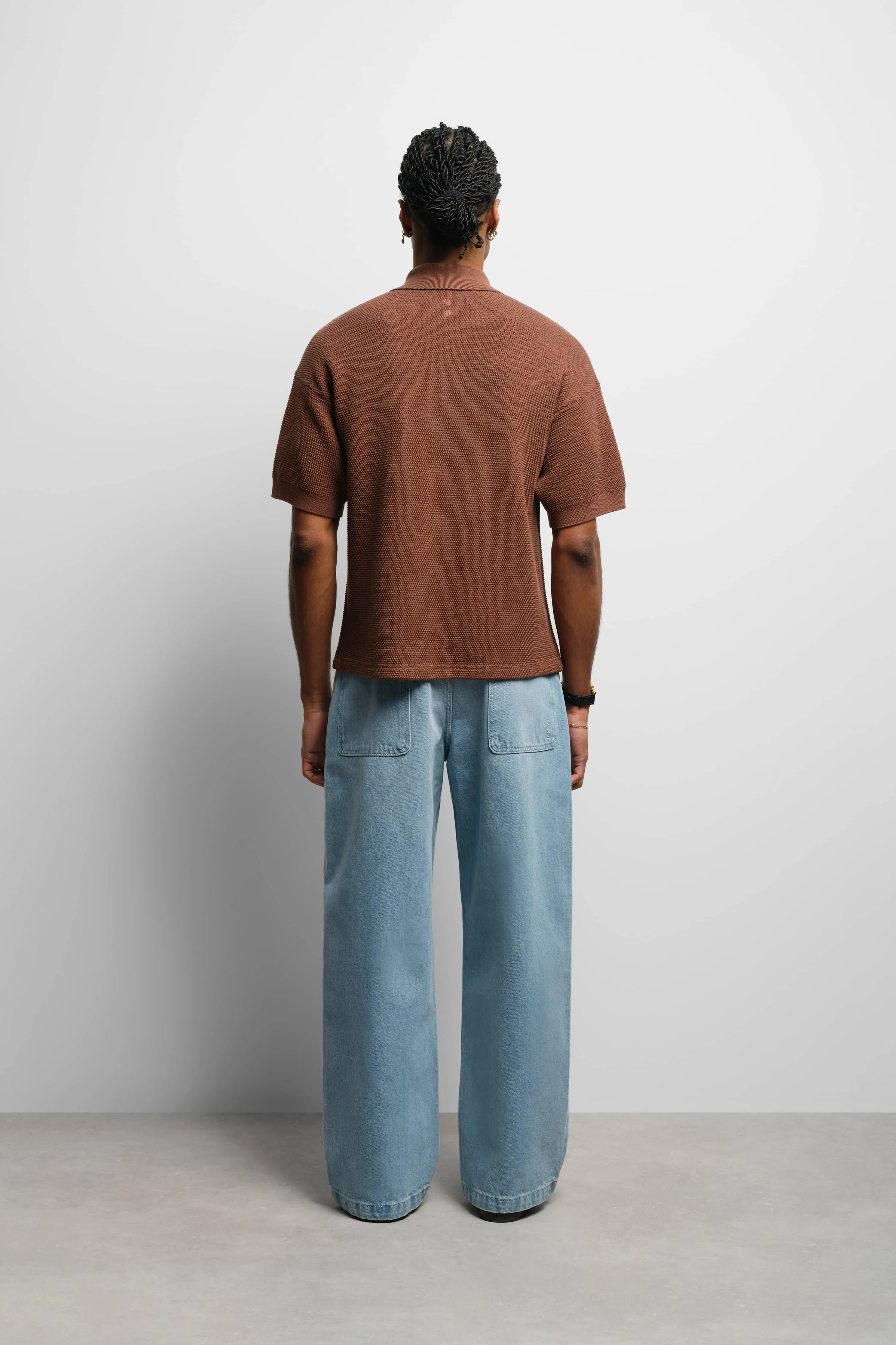 pique knitted polo brown sold by about:blank product image thumbnail 5