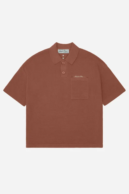 pique knitted polo brown sold by about:blank