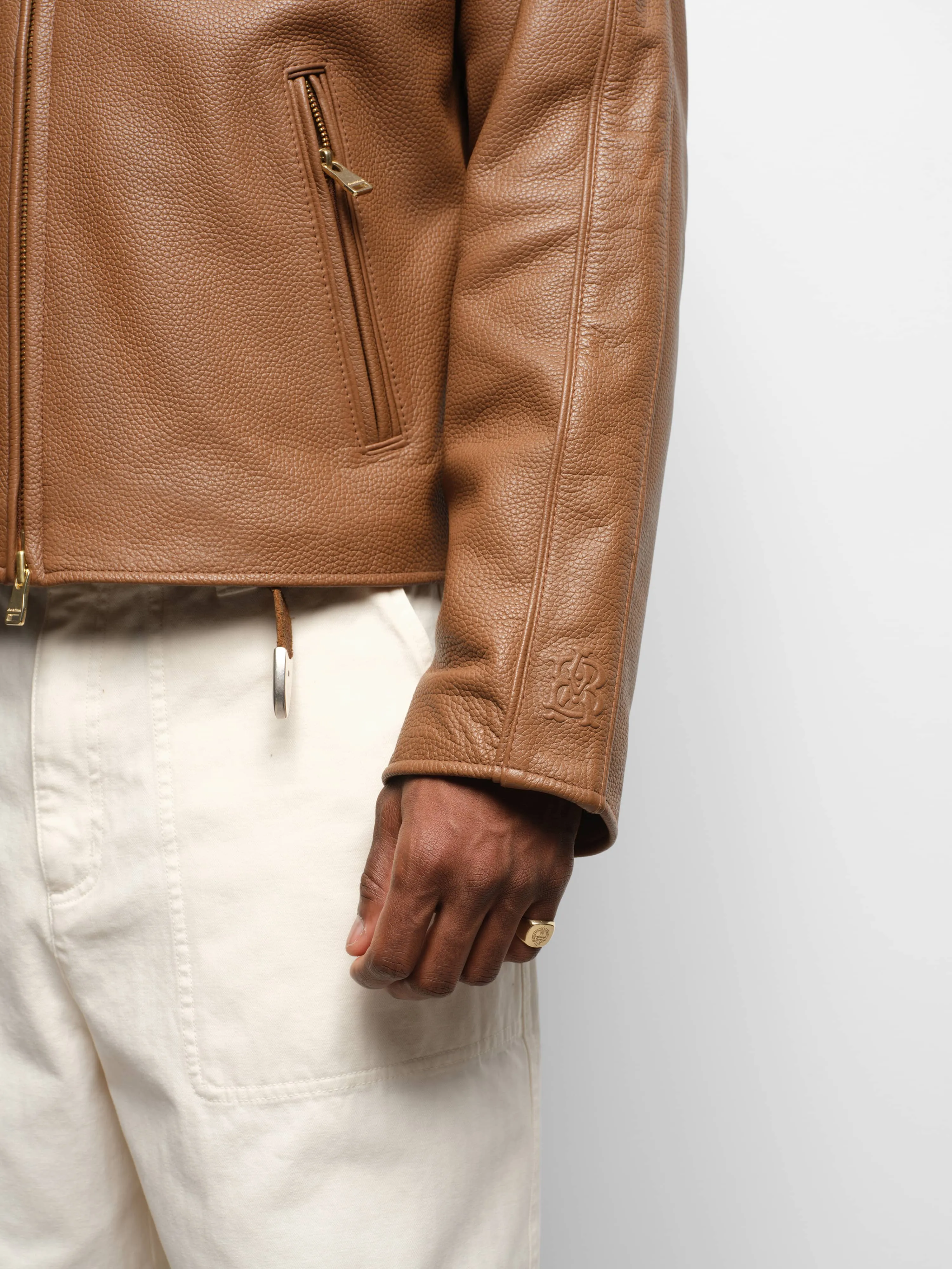 leather jacket brown sold by about:blank product image thumbnail 4