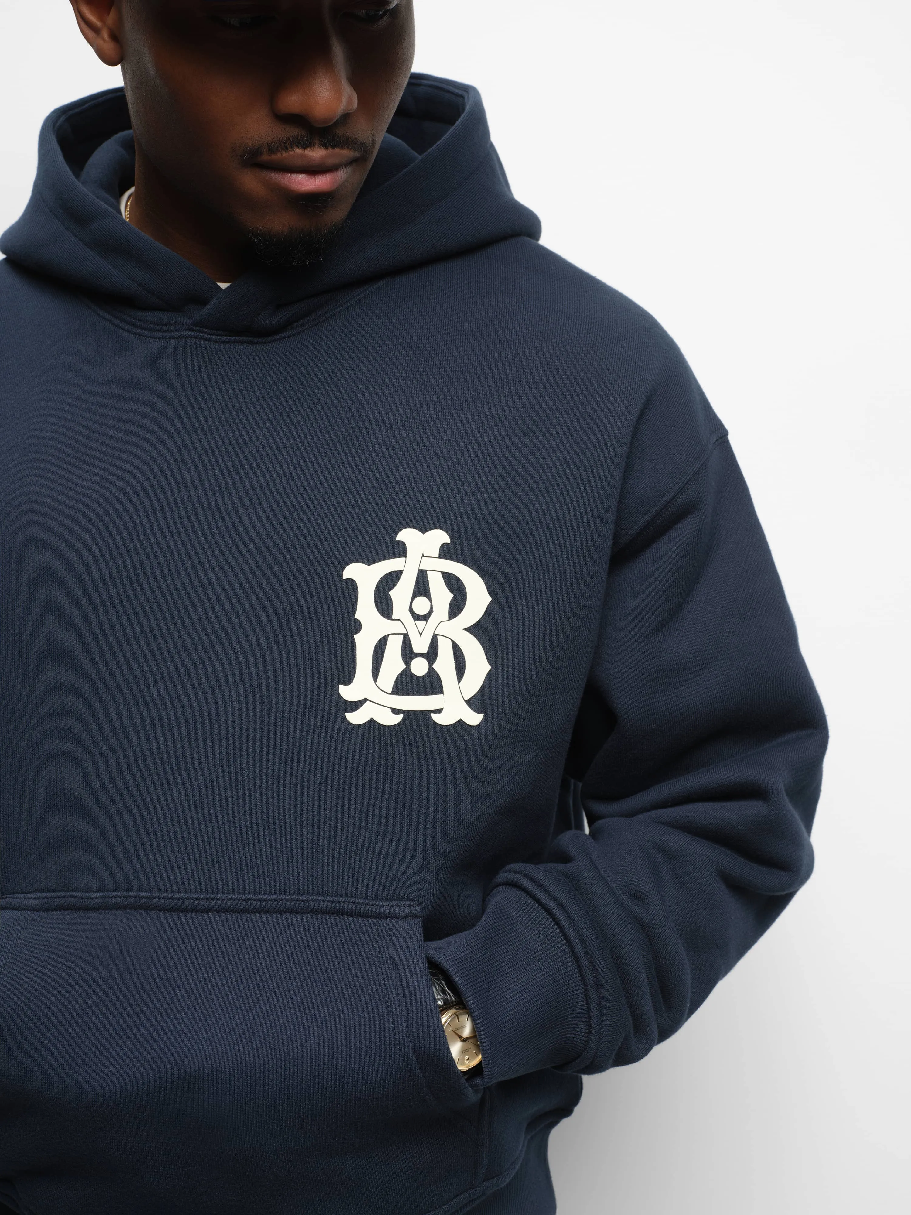 monogram hoodie navy sold by about:blank product image thumbnail 4