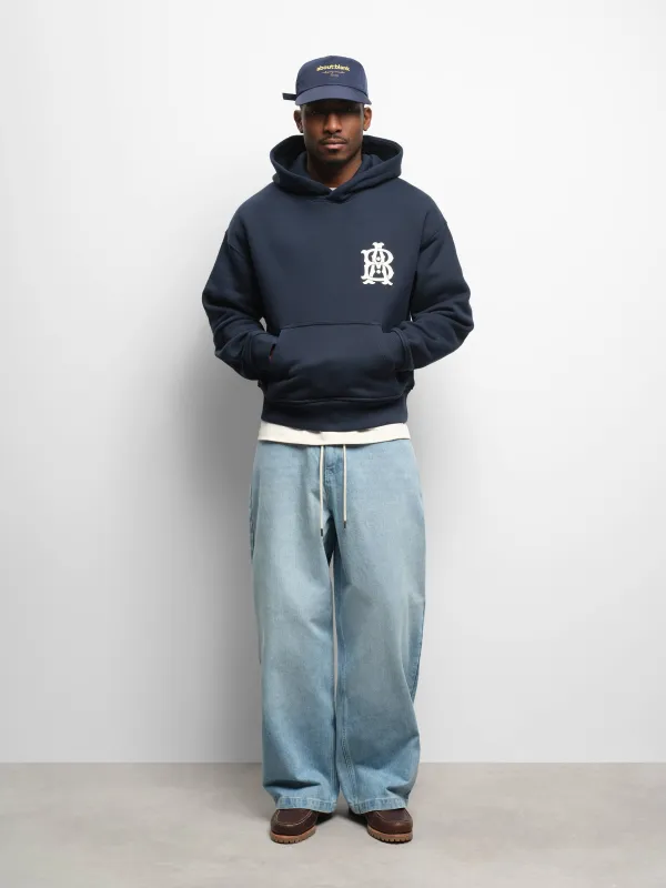 monogram hoodie navy made by about:blank