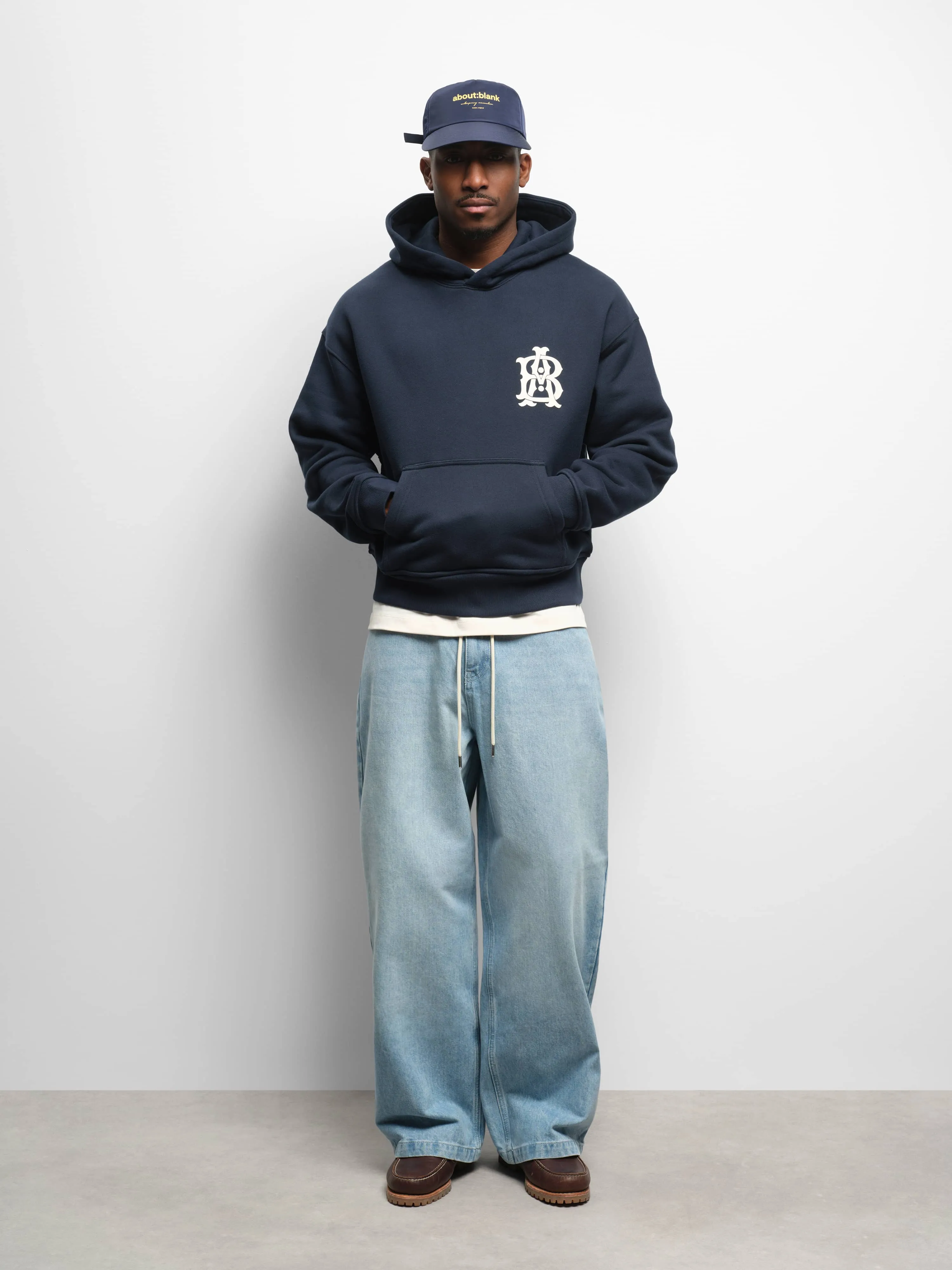 monogram hoodie navy sold by about:blank