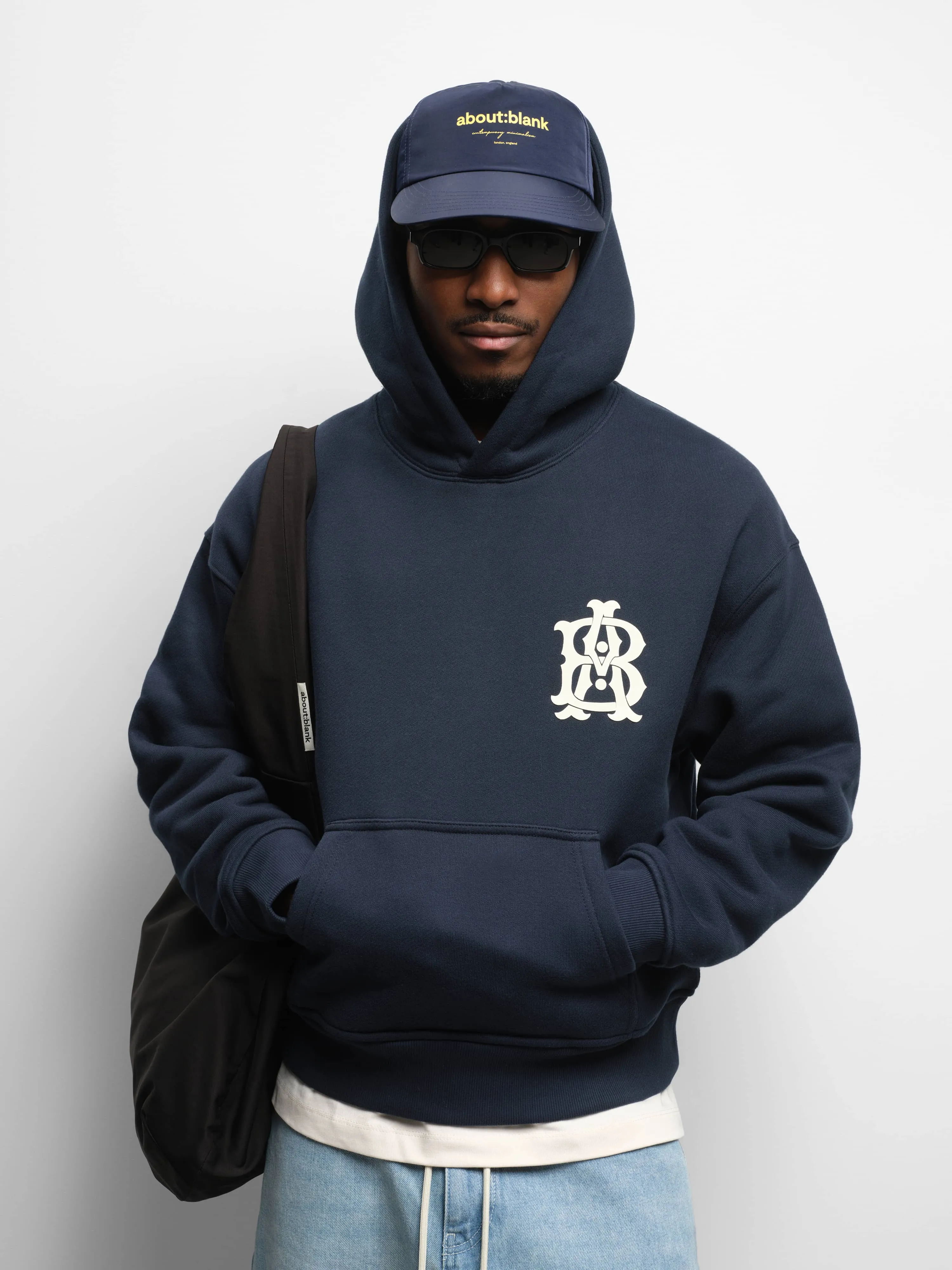 monogram hoodie navy sold by about:blank product image thumbnail 5